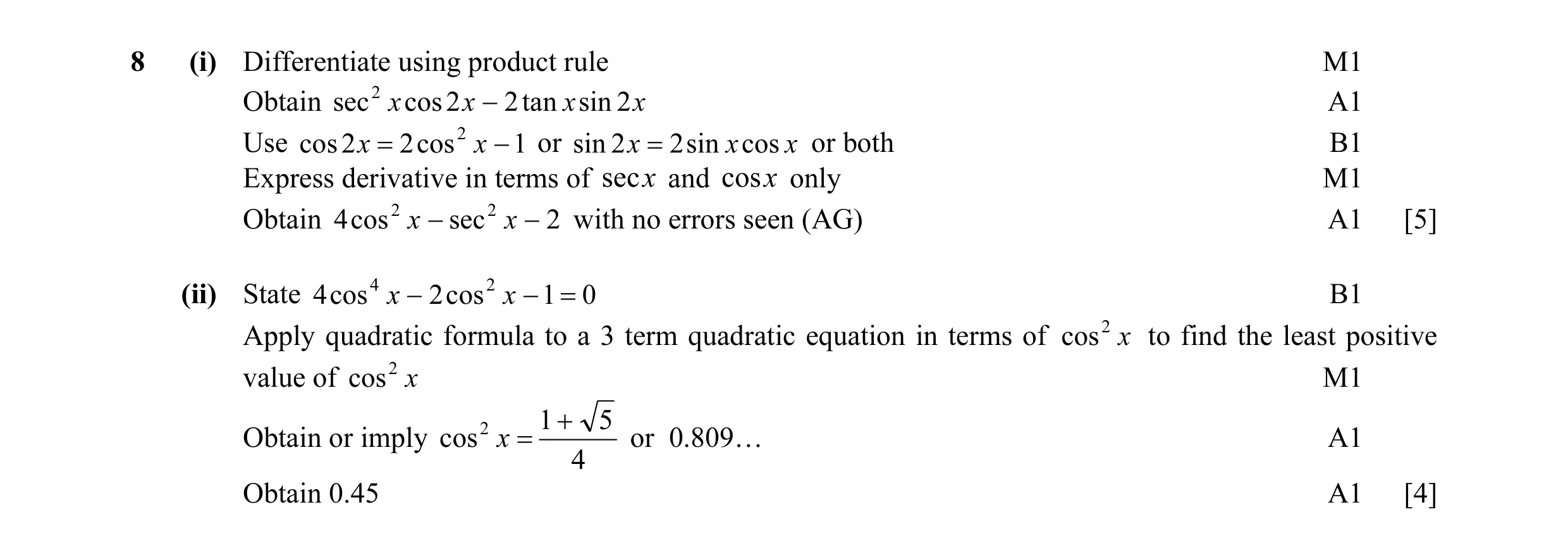Mark scheme for question 23