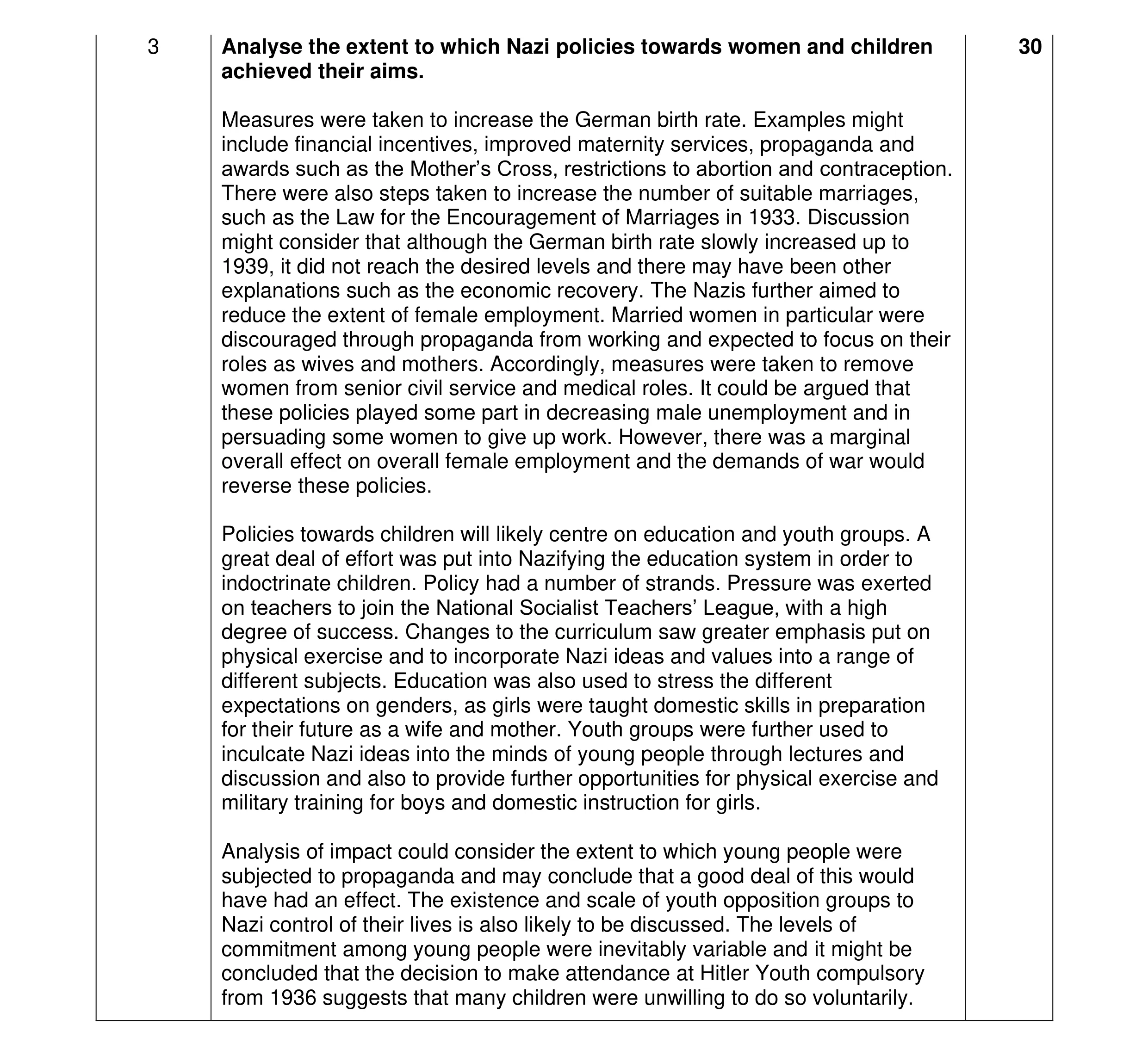 Mark scheme for question 72