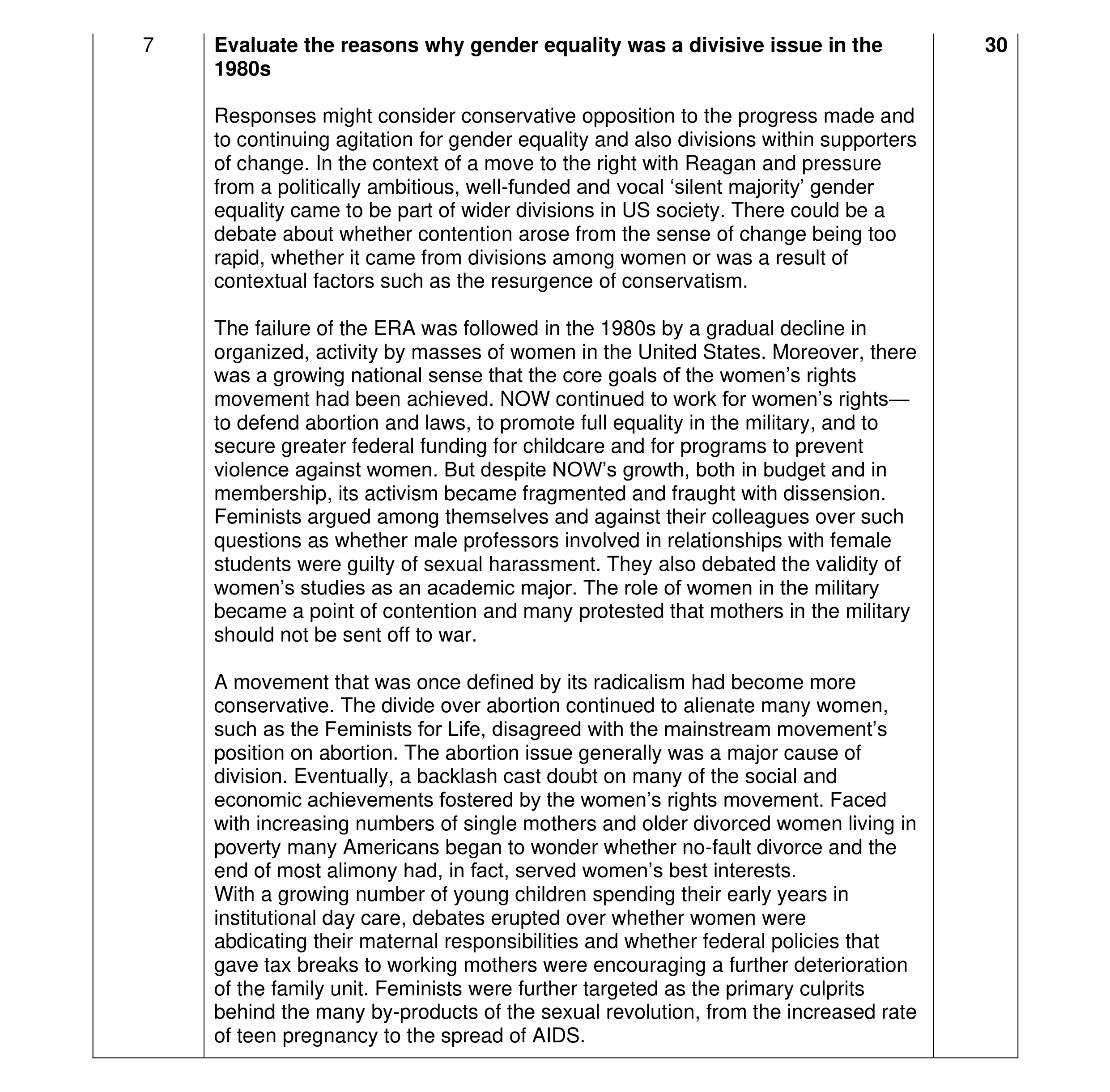 Mark scheme for question 31