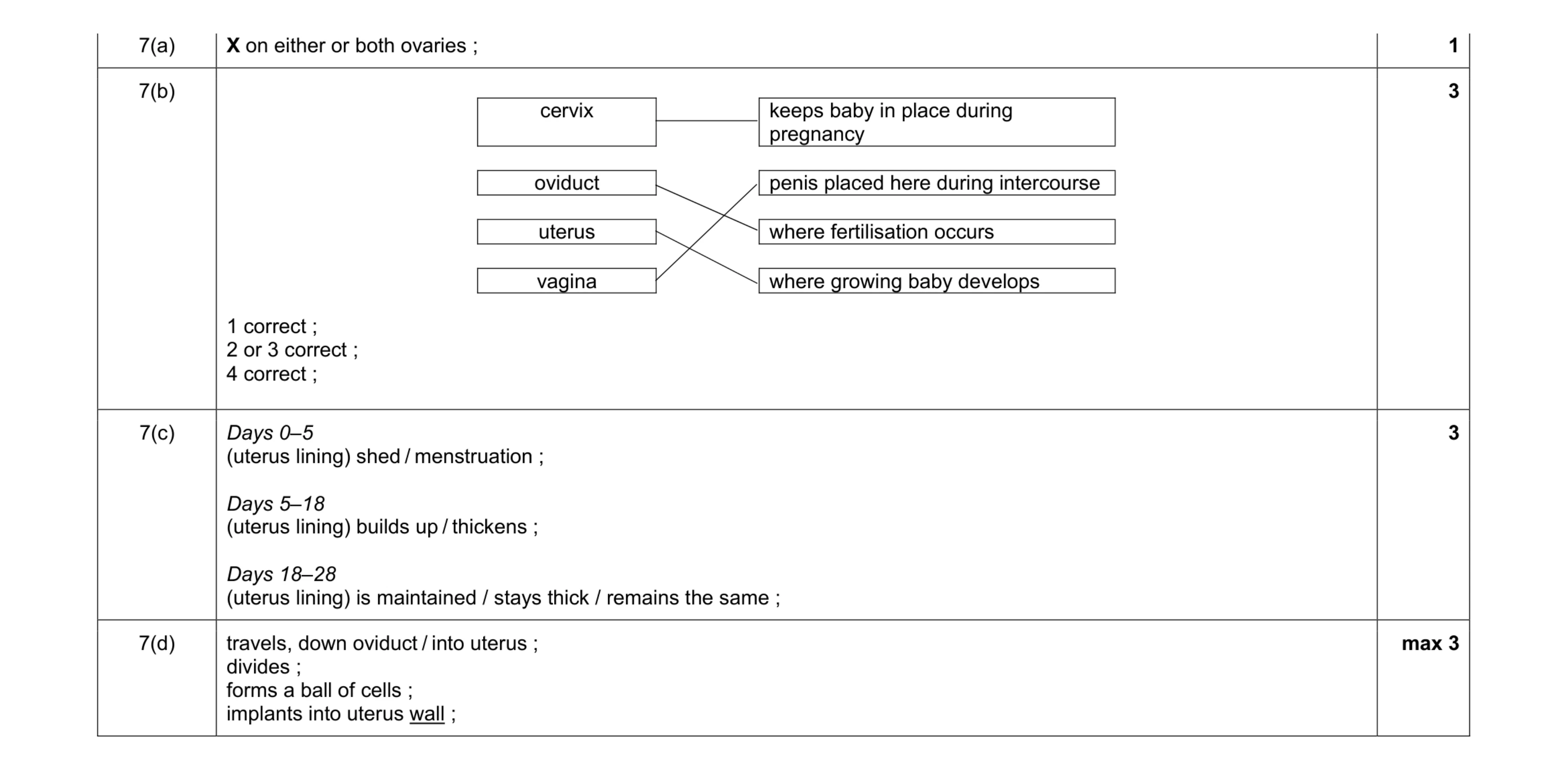 Mark scheme for question 4