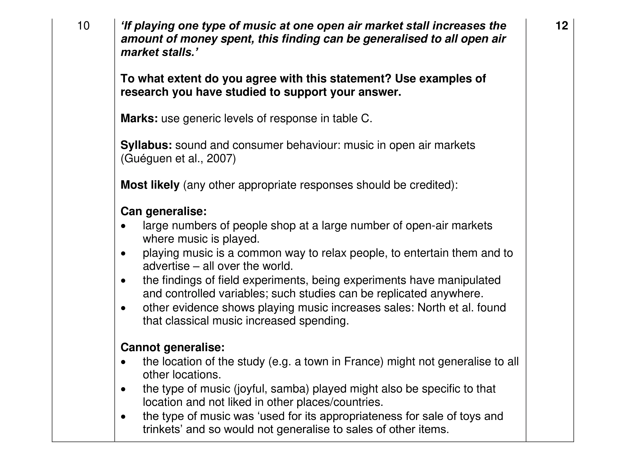 Mark scheme for question 25
