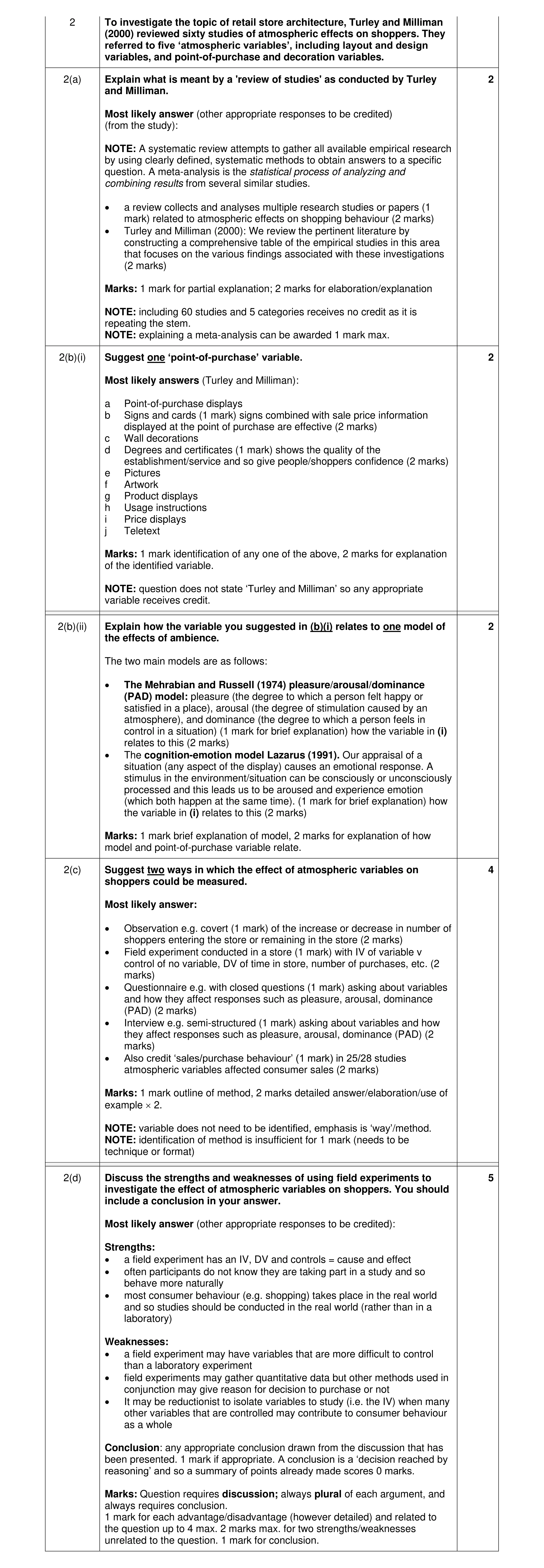 Mark scheme for question 23