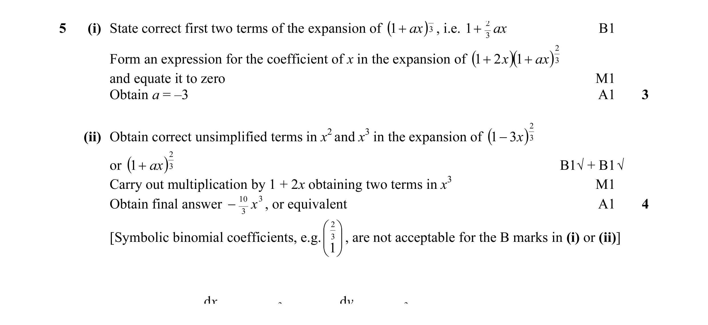 Mark scheme for question 4