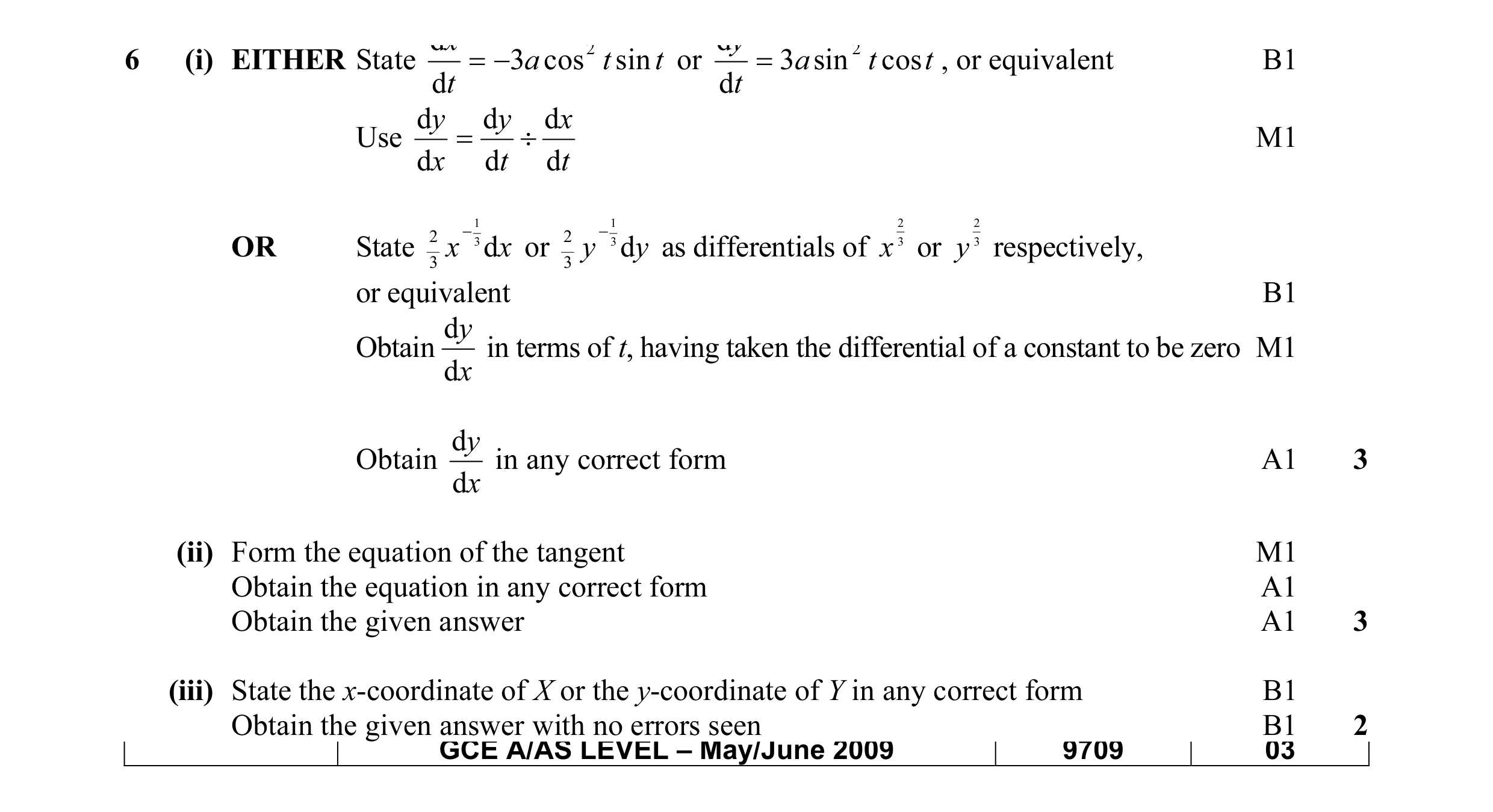 Mark scheme for question 1