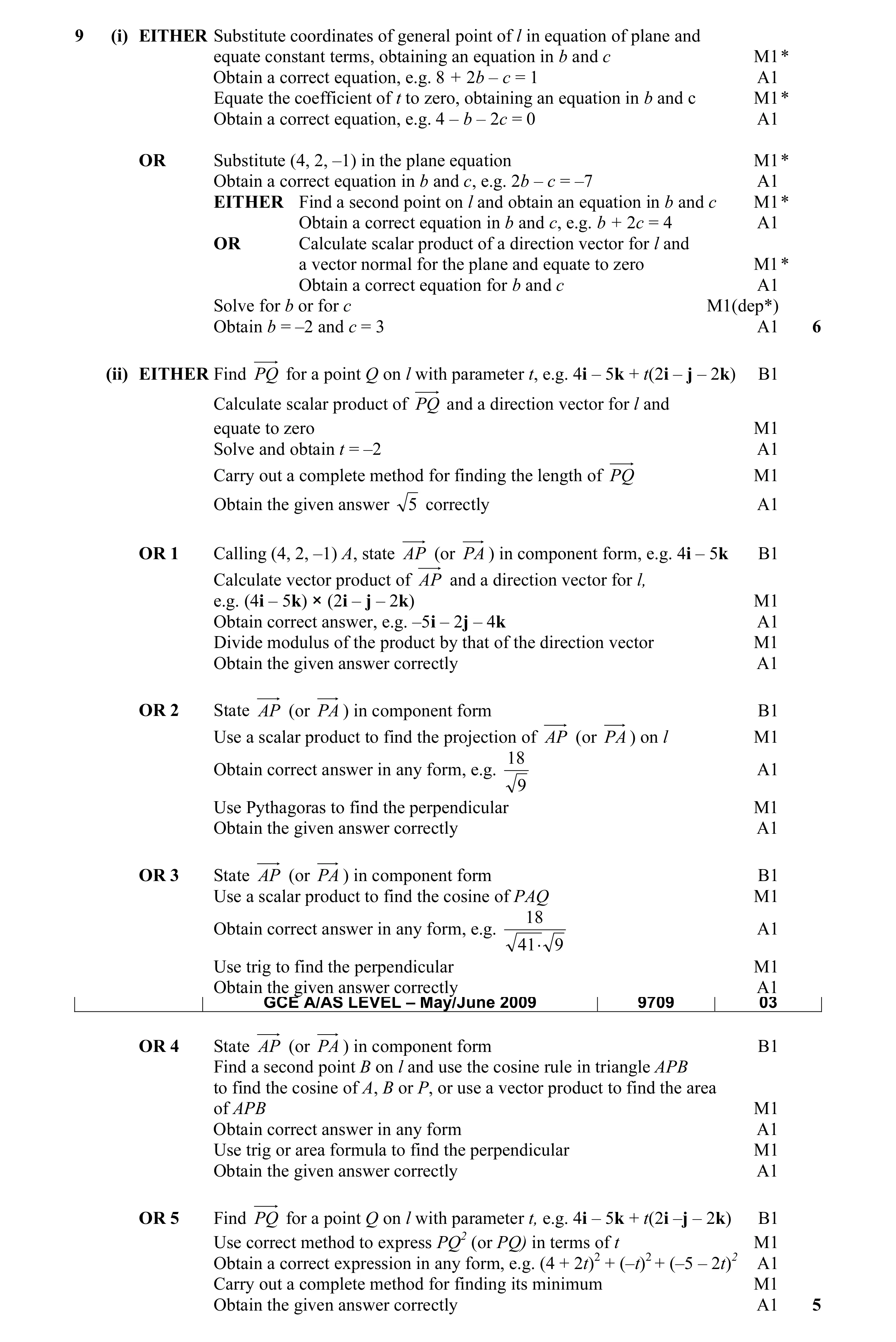 Mark scheme for question 7