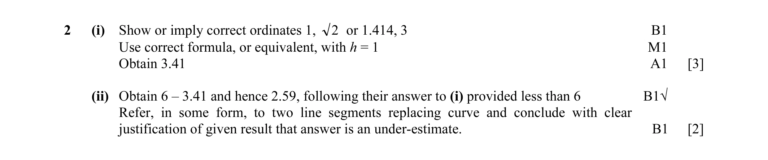 Mark scheme for question 26