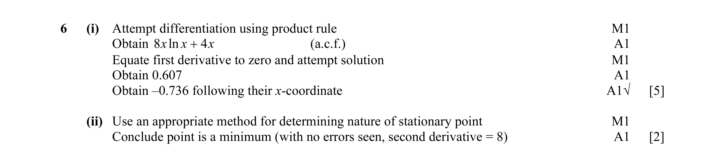 Mark scheme for question 24