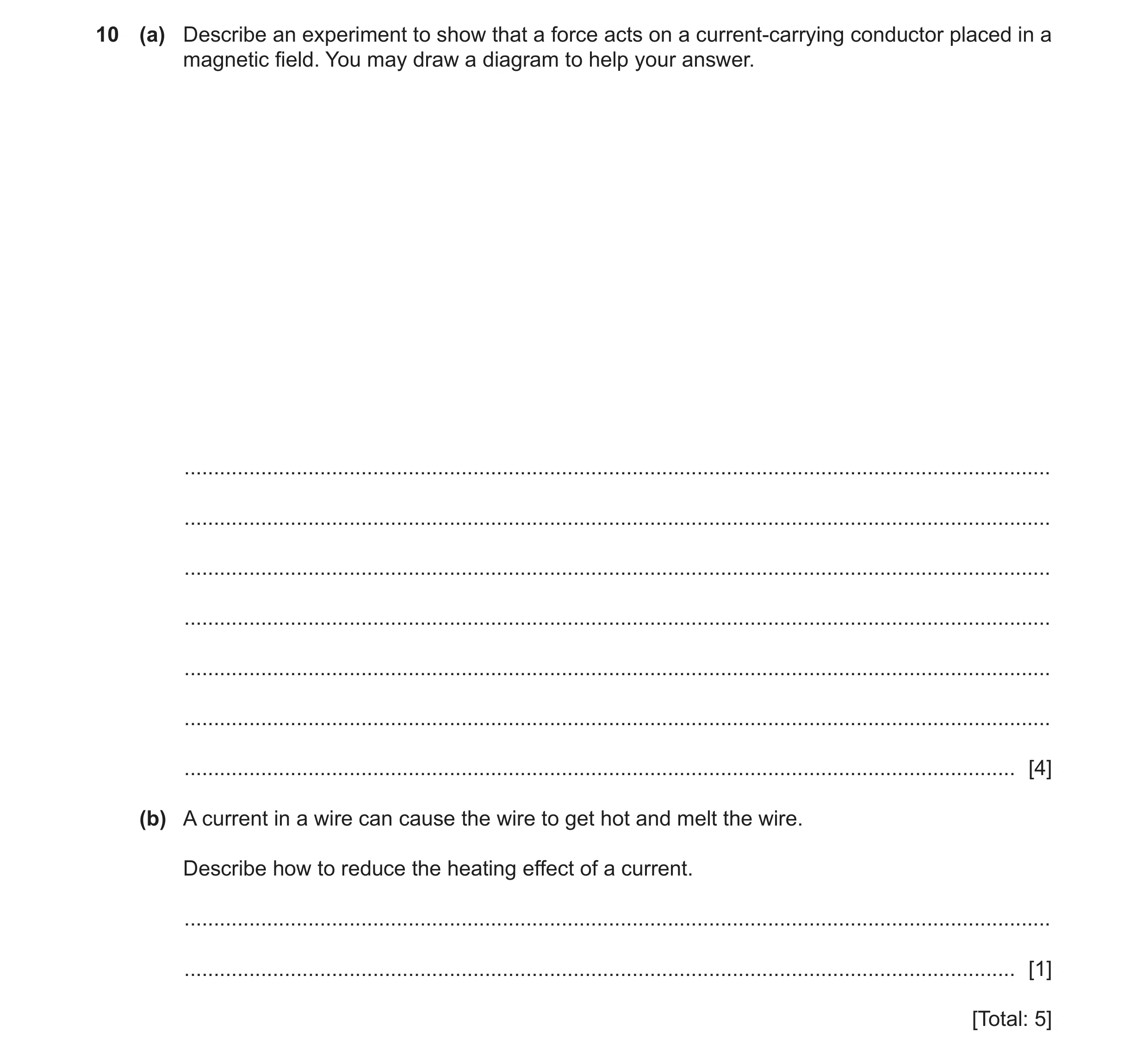 Question 23: (a) Describe an experiment to show that a force acts on a current-carrying conductor placed in a magnetic field. You may draw a diagram to …