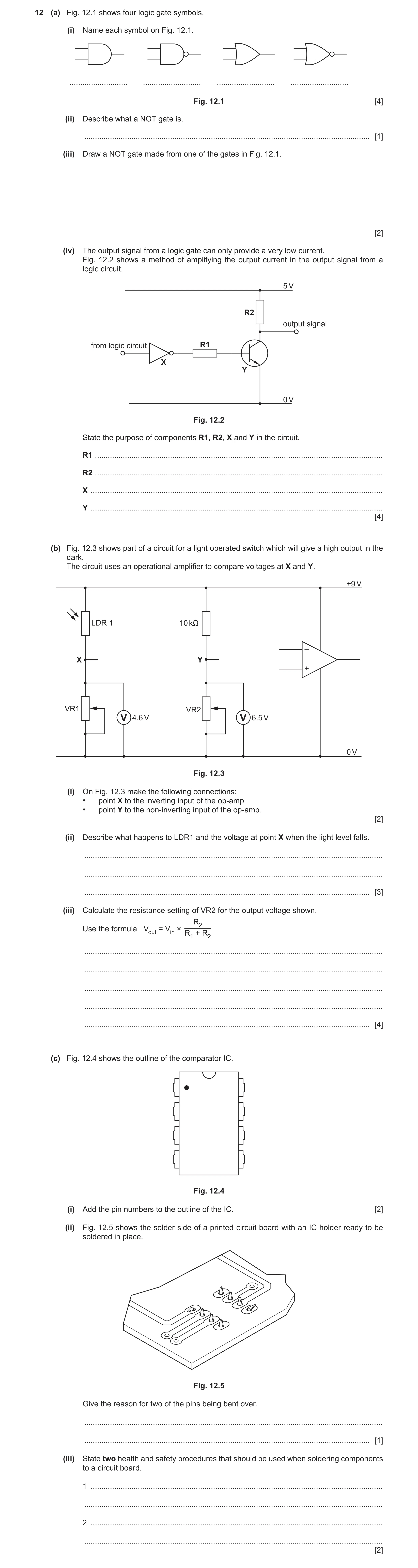 Question 116: (a) Fig. 12.1 shows four logic gate symbols. (i) Name each symbol on Fig. 12.1. ........................... ........................... ...…