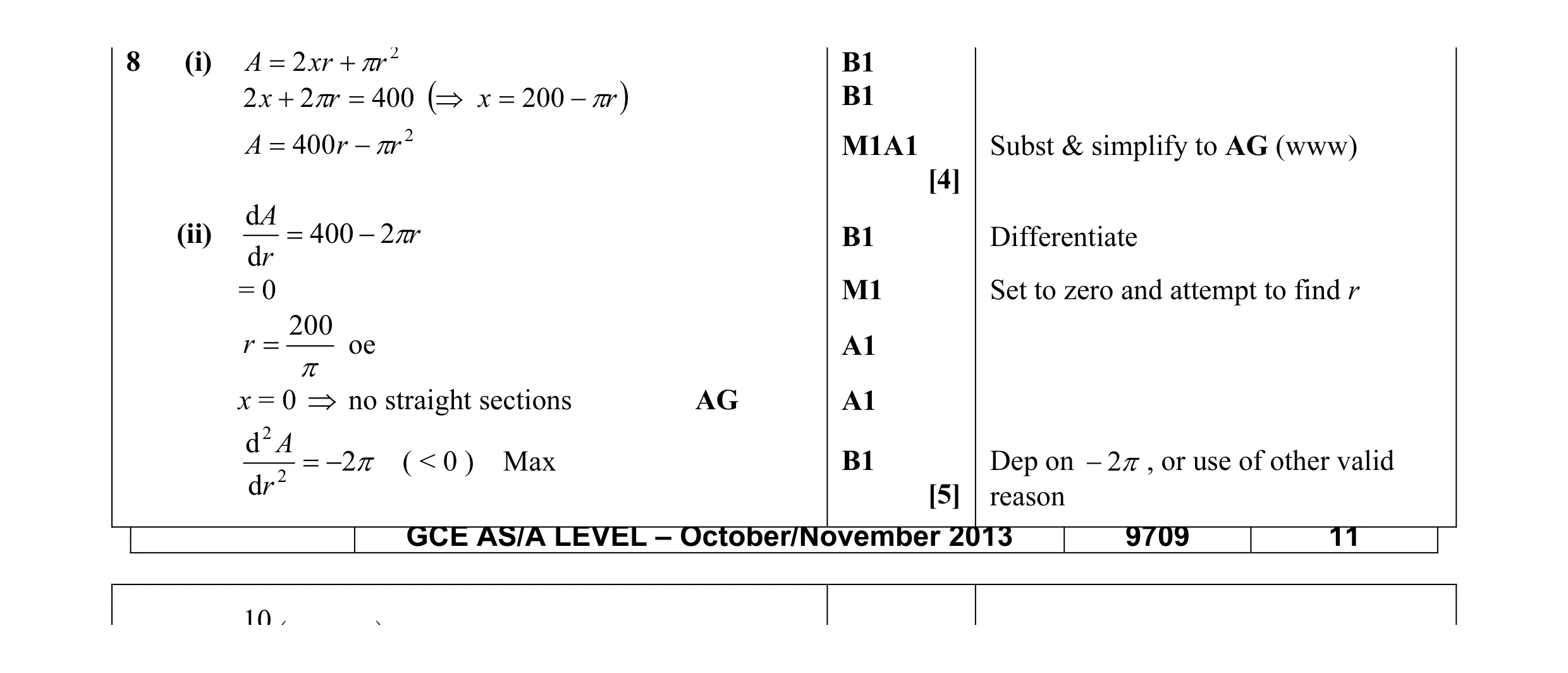 Mark scheme for question 23