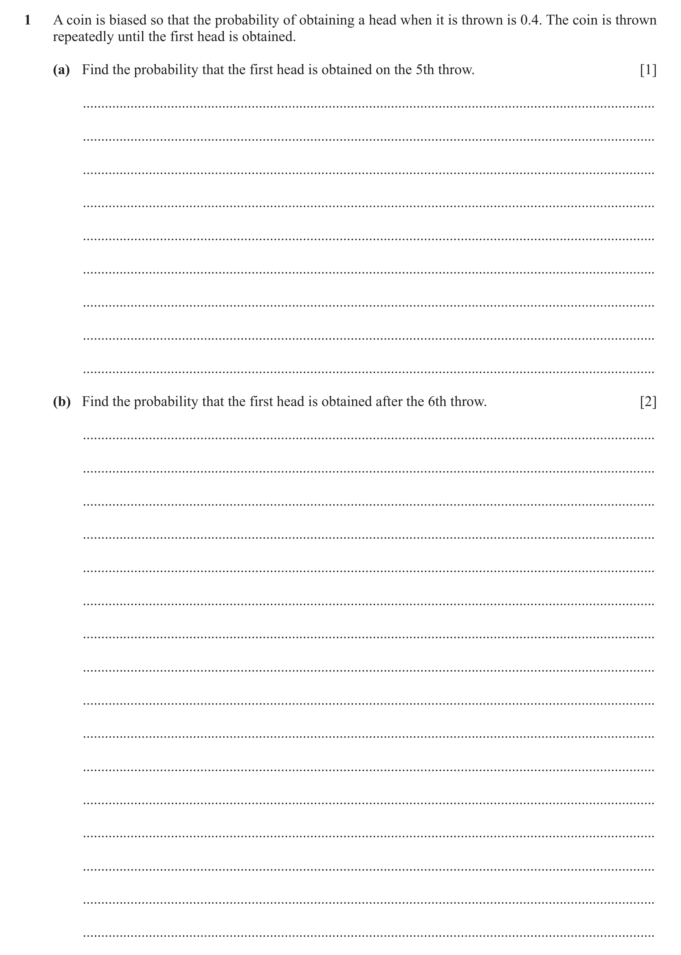 Question 115: A coin is biased so that the probability of obtaining a head when it is thrown is 0.4. The coin is thrown repeatedly until the first head i…