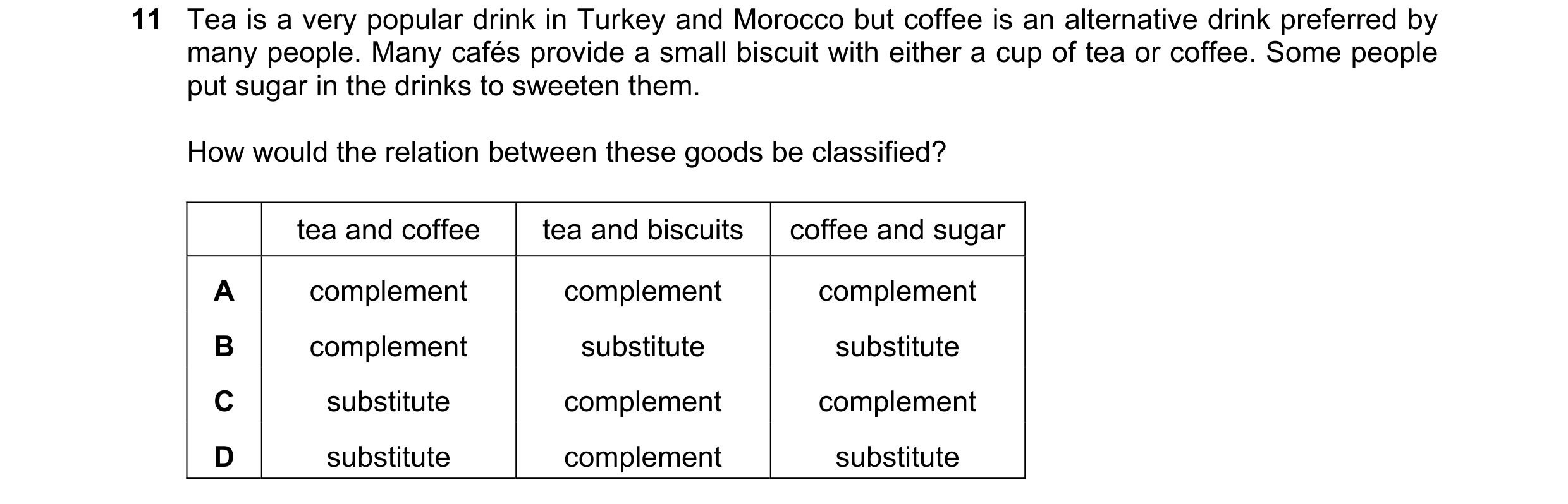 Question 49: Tea is a very popular drink in Turkey and Morocco but coffee is an alternative drink preferred by many people. Many cafés provide a small b…