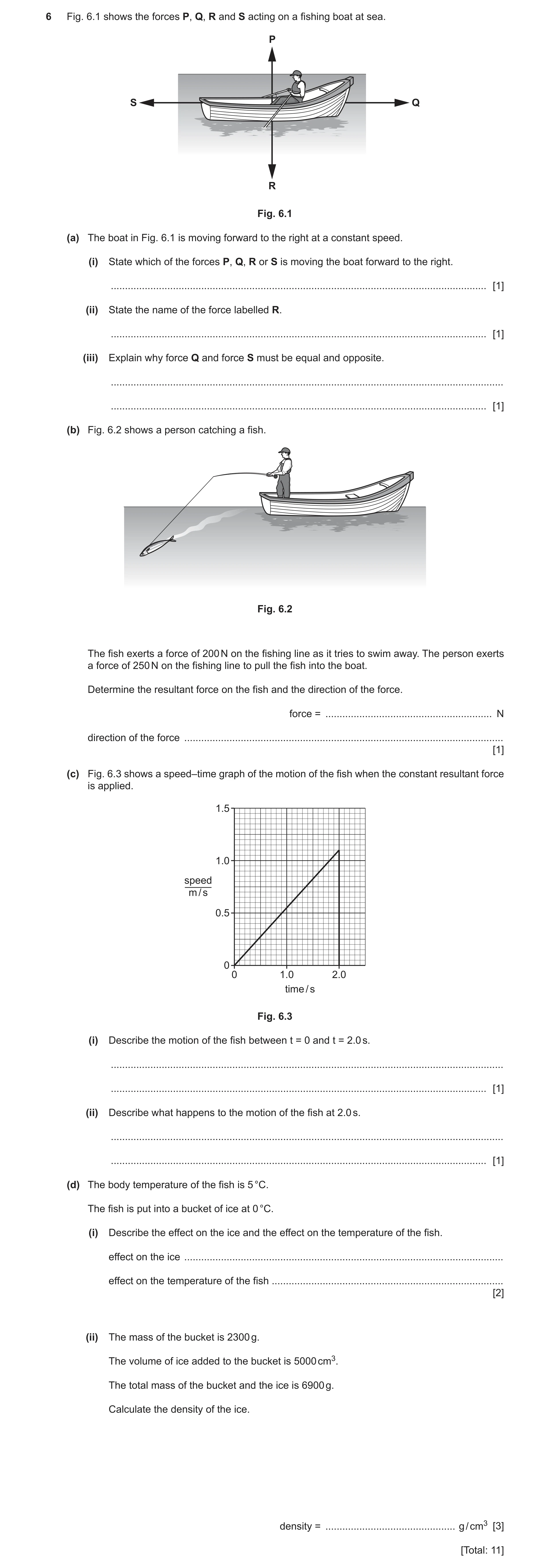 Question 38: Fig. 6.1 shows the forces P, Q, R and S acting on a fishing boat at sea. P S Q R Fig. 6.1 (a) The boat in Fig. 6.1 is moving forward to the…