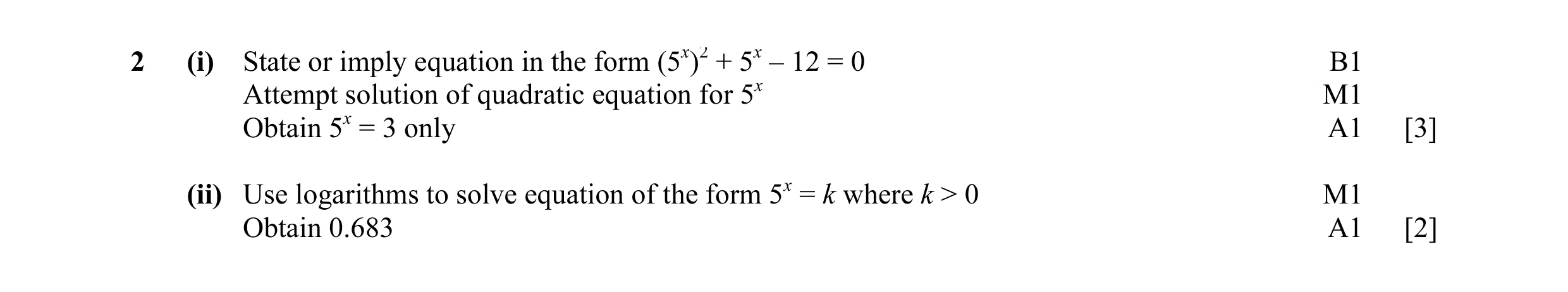 Mark scheme for question 21