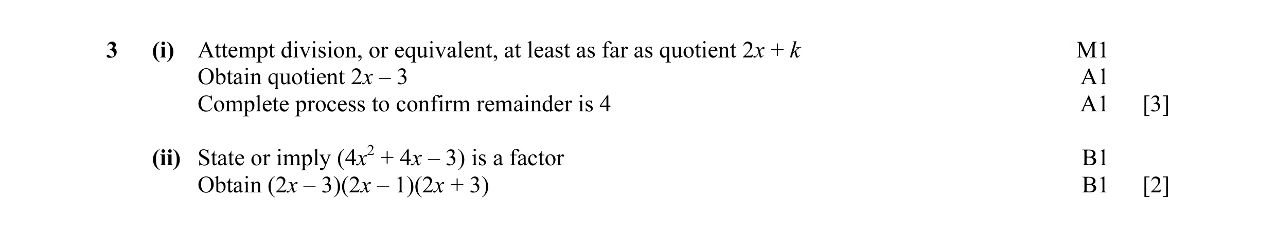 Mark scheme for question 34
