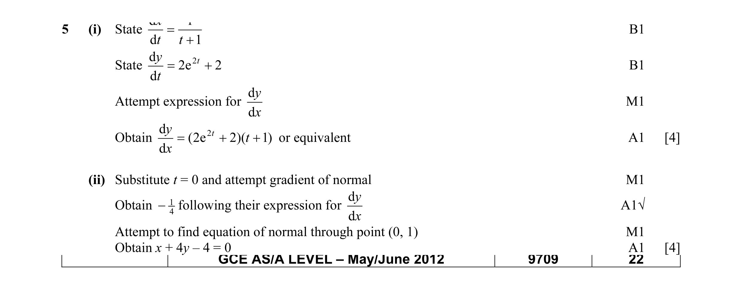 Mark scheme for question 3