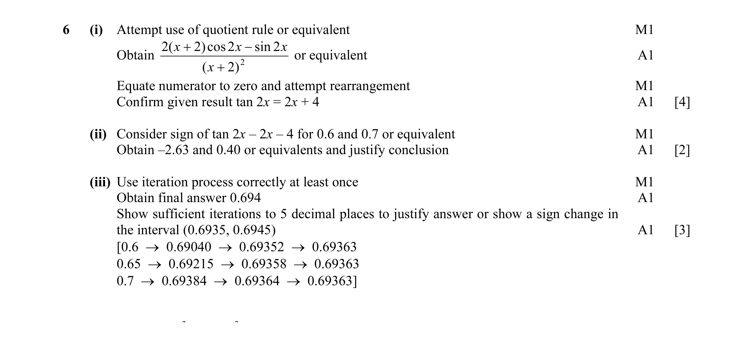 Mark scheme for question 32