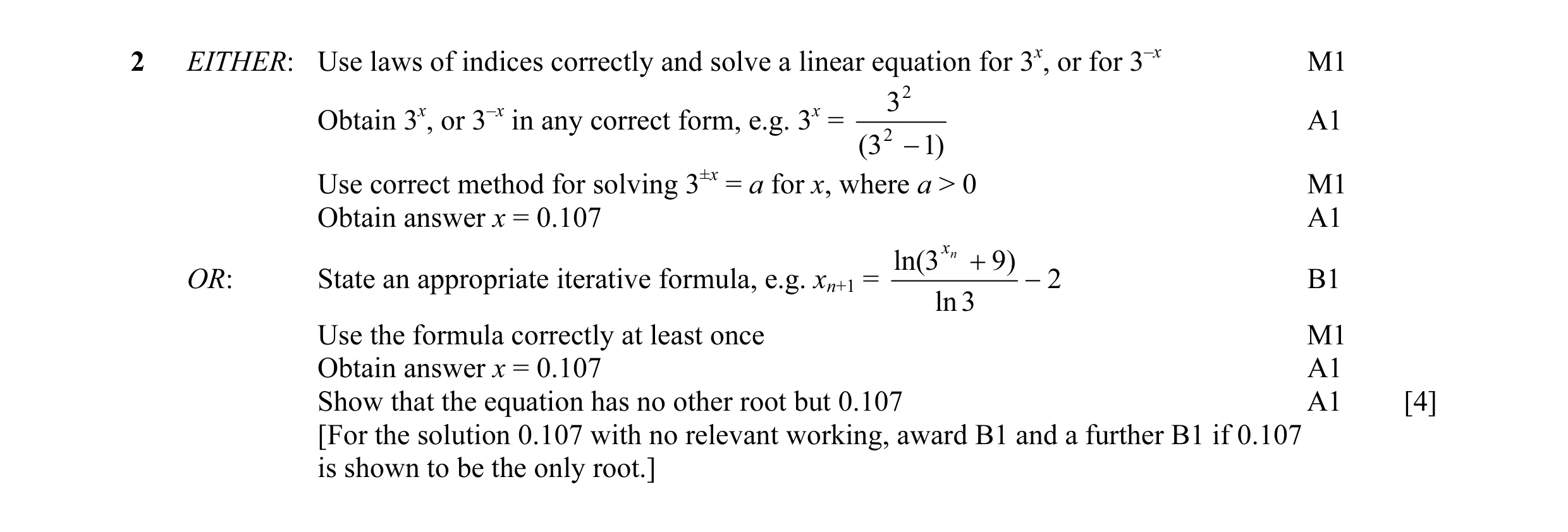 Mark scheme for question 3