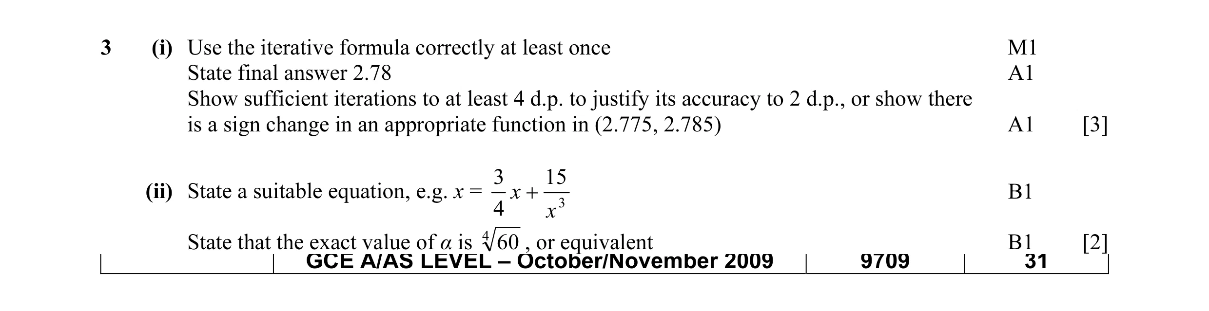 Mark scheme for question 8