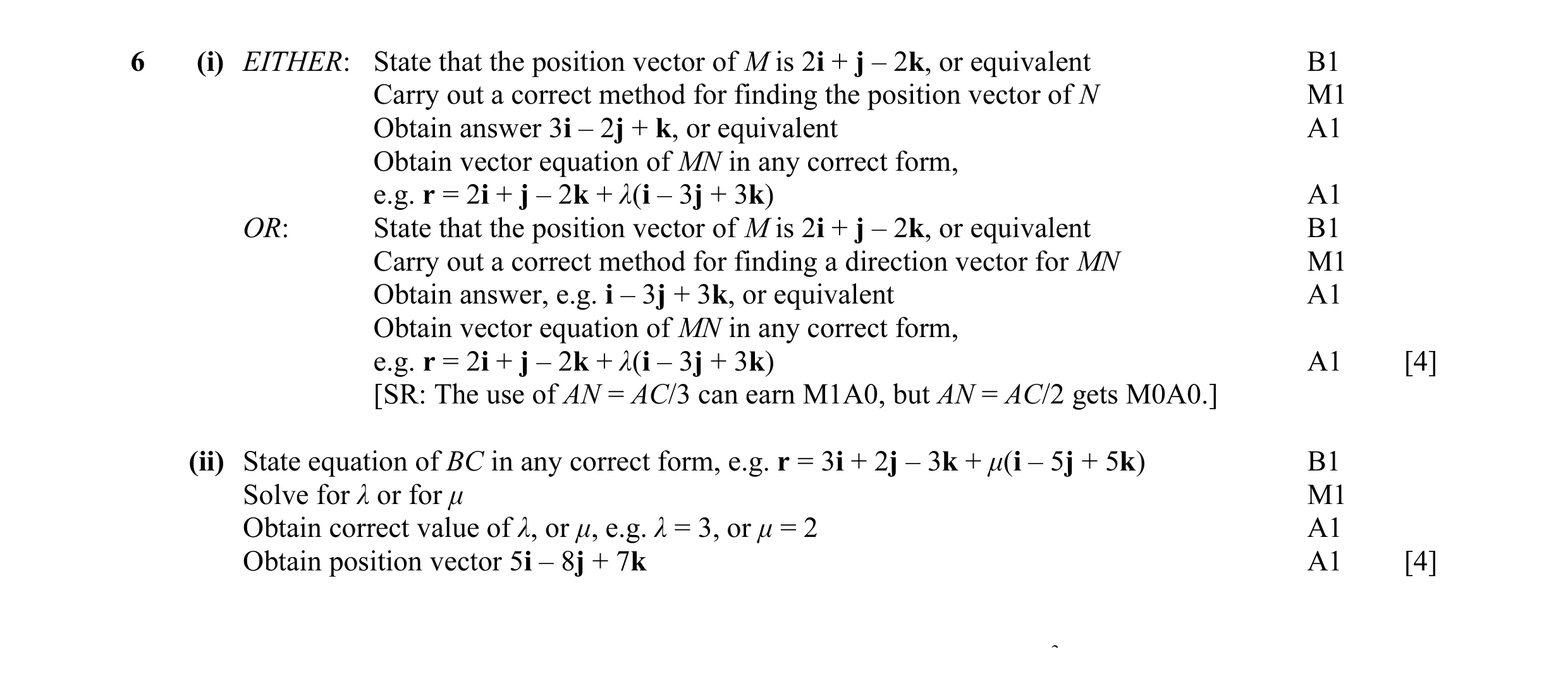 Mark scheme for question 8