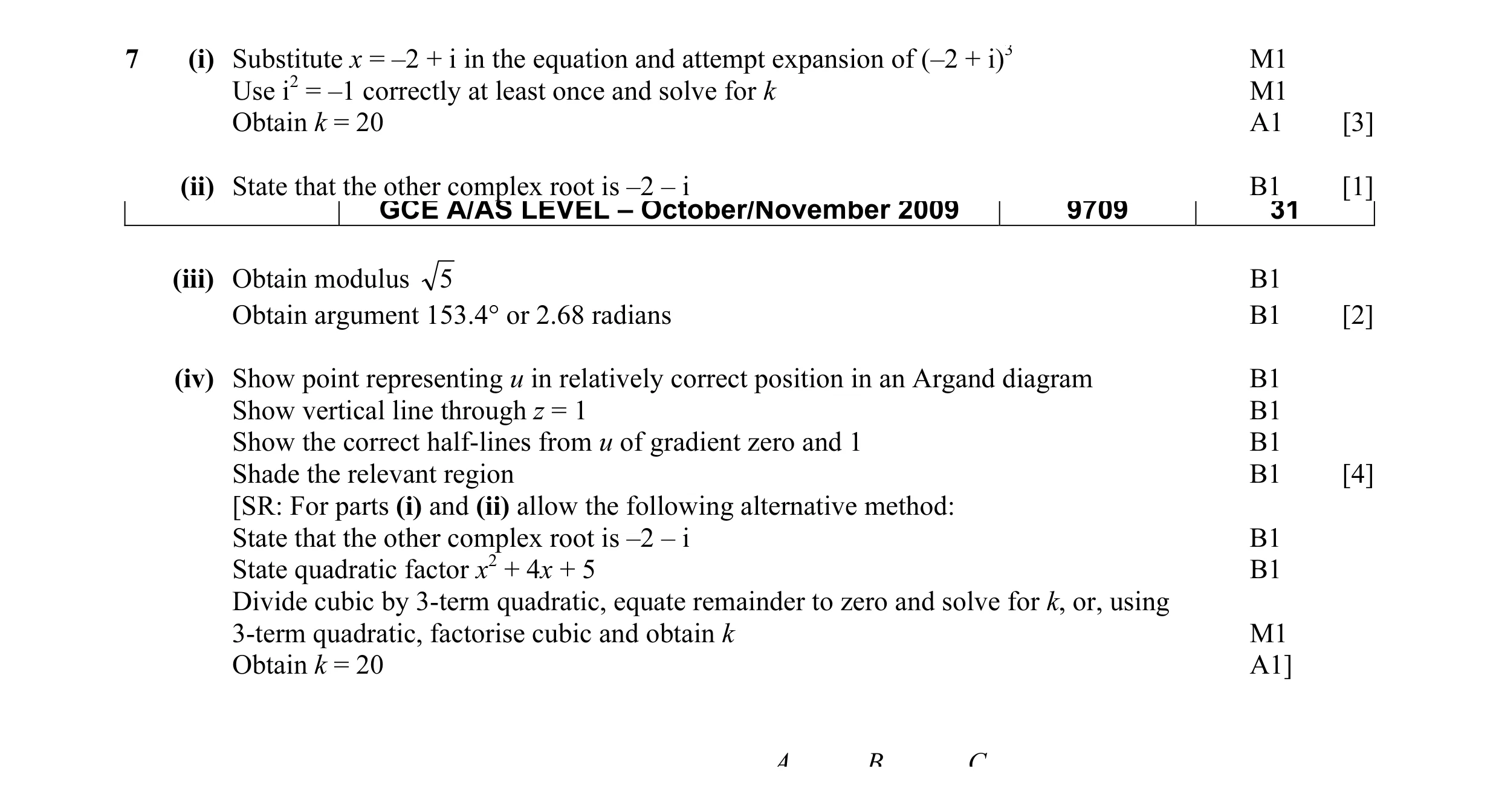 Mark scheme for question 8