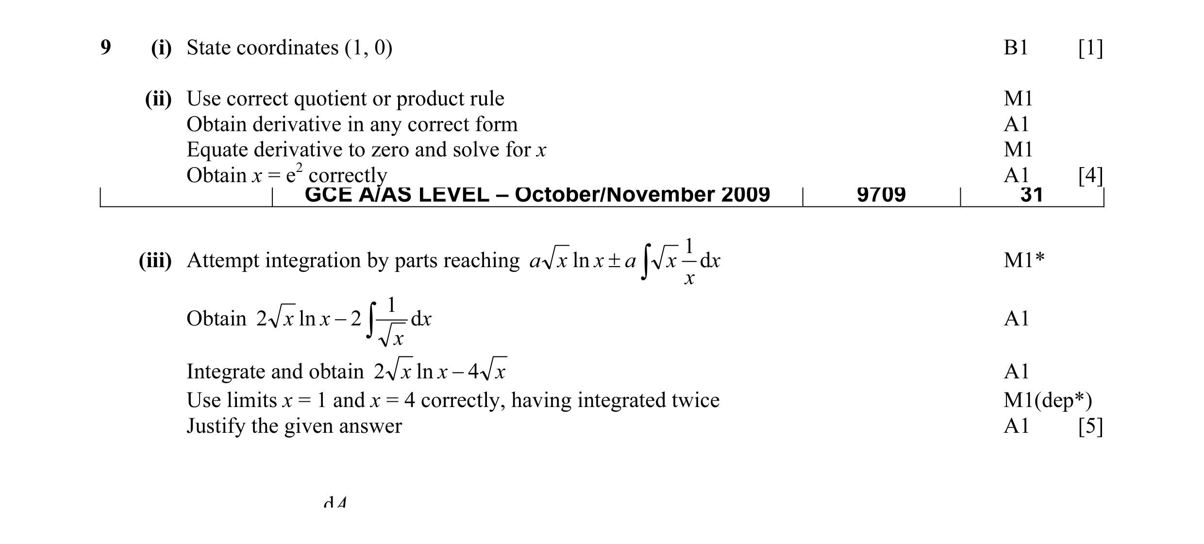 Mark scheme for question 4