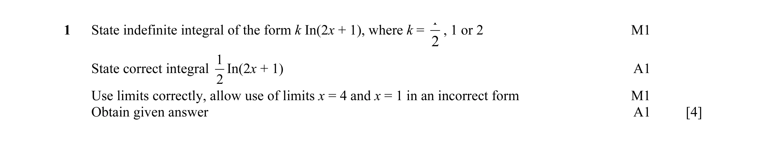 Mark scheme for question 5