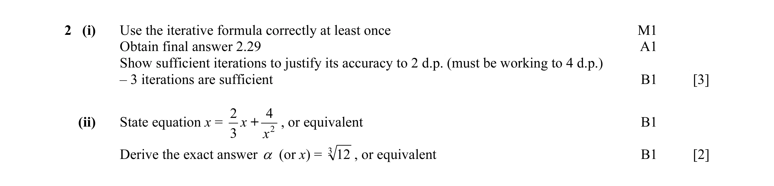 Mark scheme for question 3