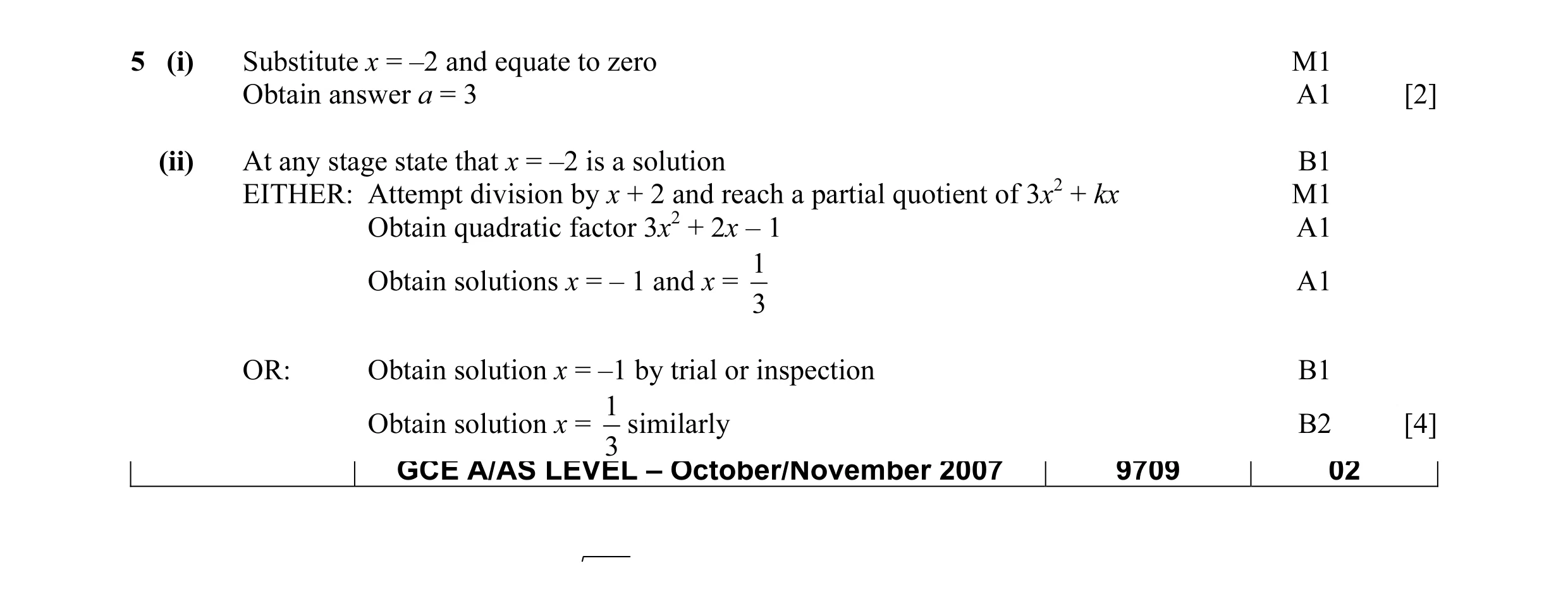 Mark scheme for question 4