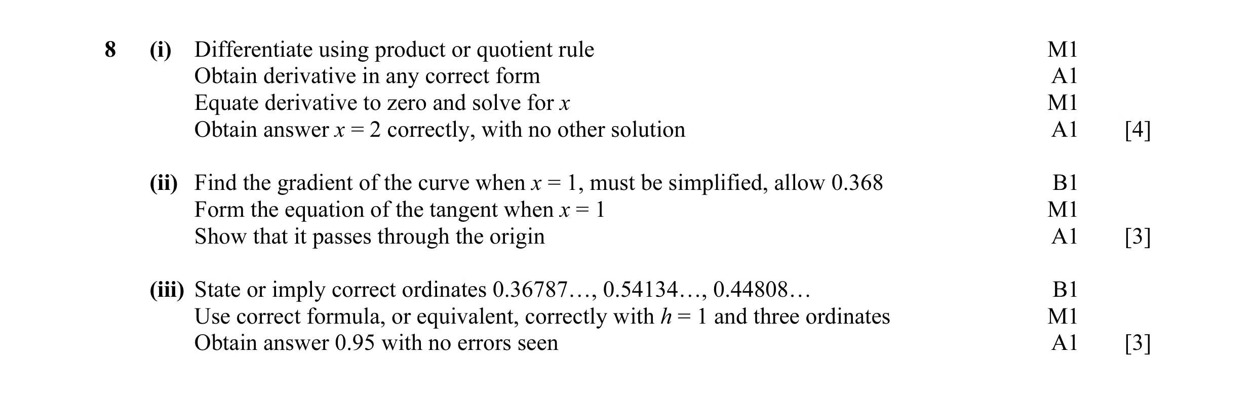 Mark scheme for question 5