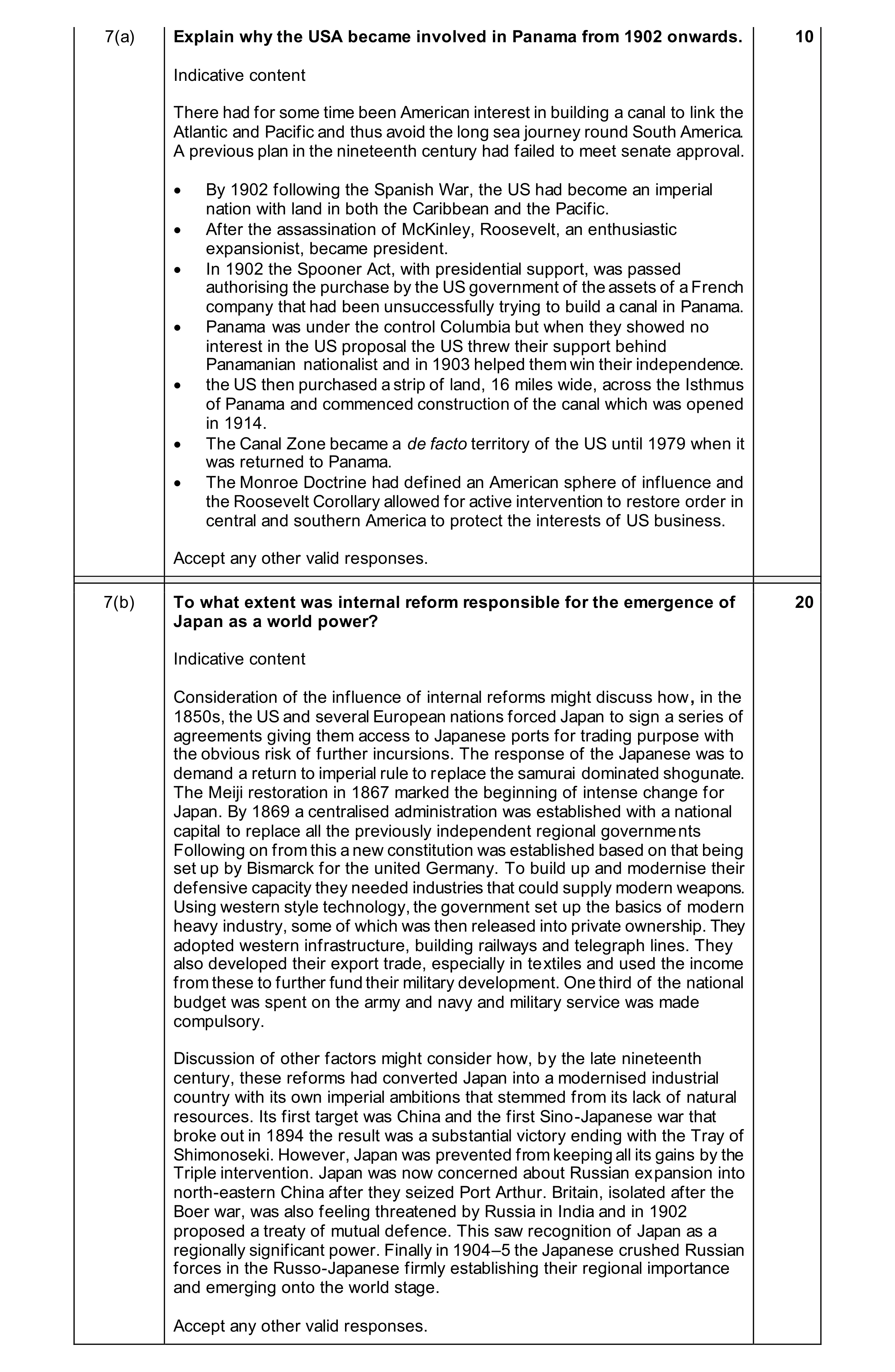 Mark scheme for question 18