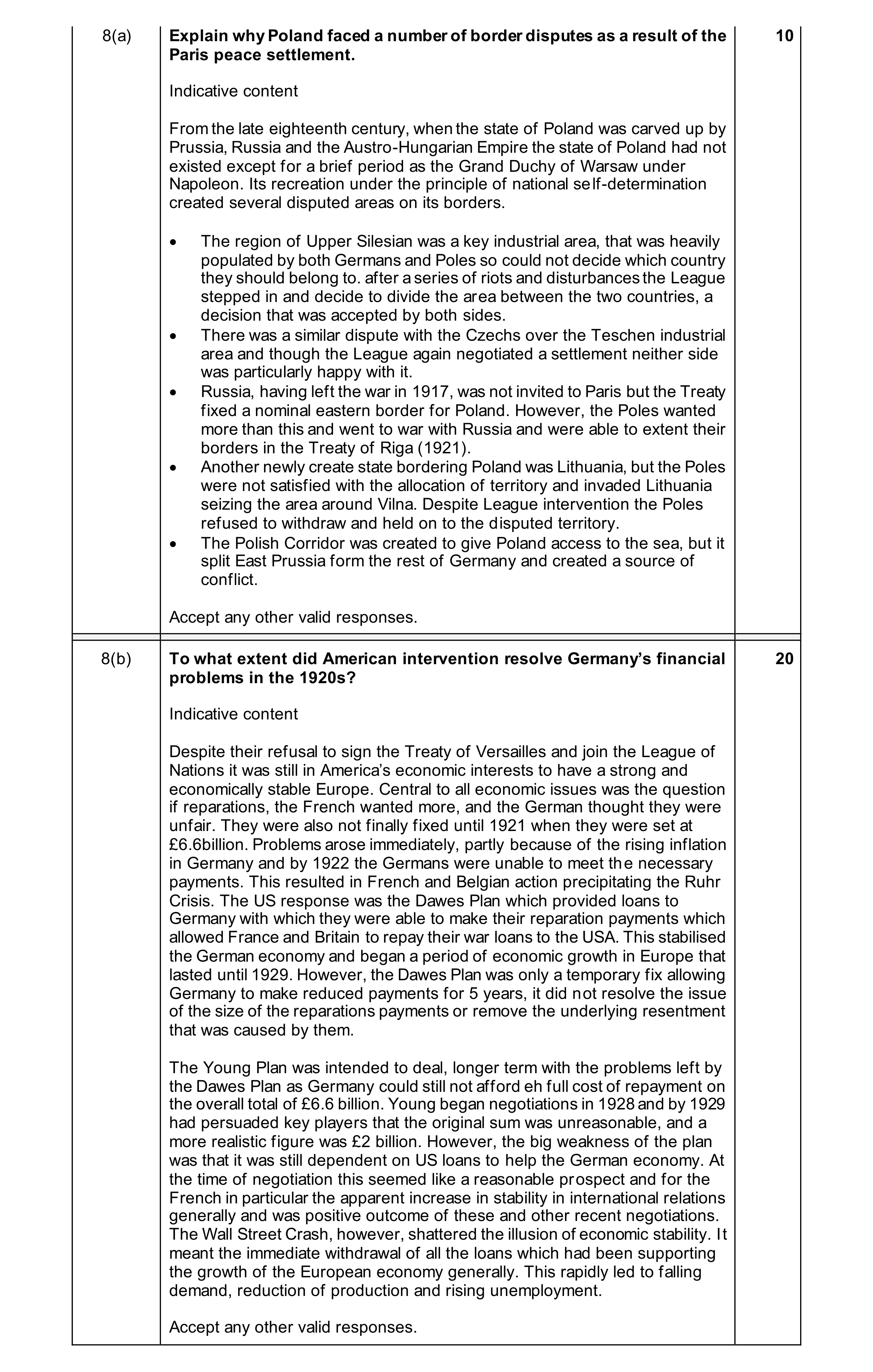 Mark scheme for question 13