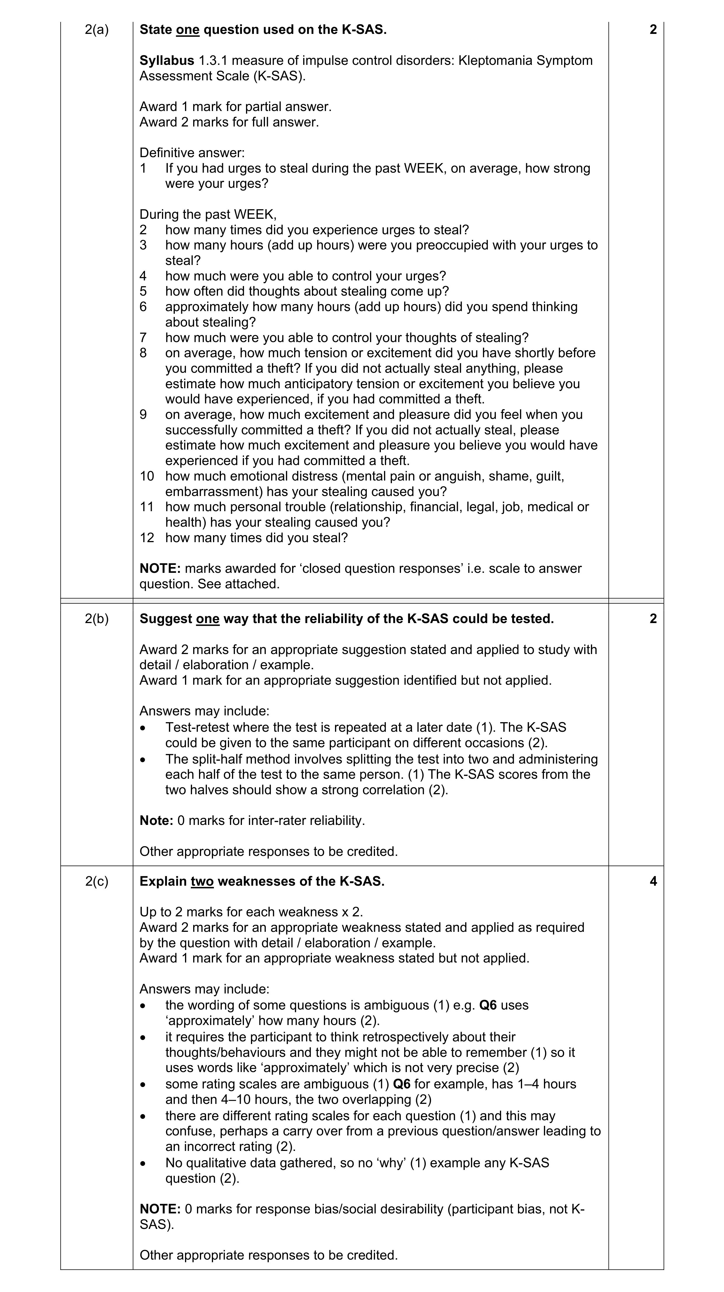Mark scheme for question 34