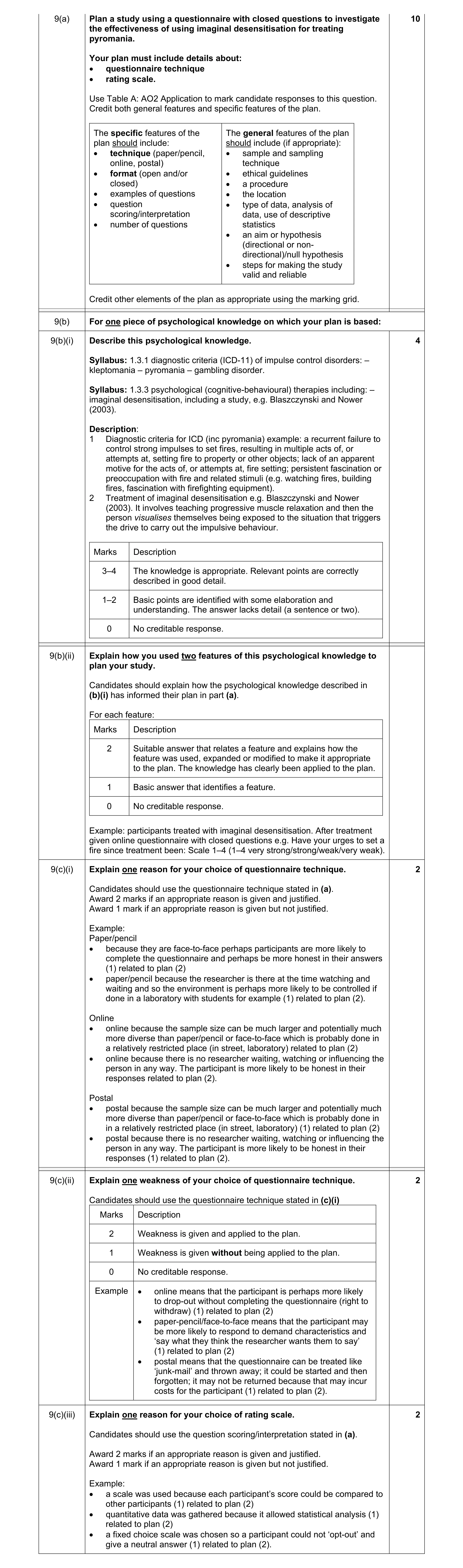 Mark scheme for question 35