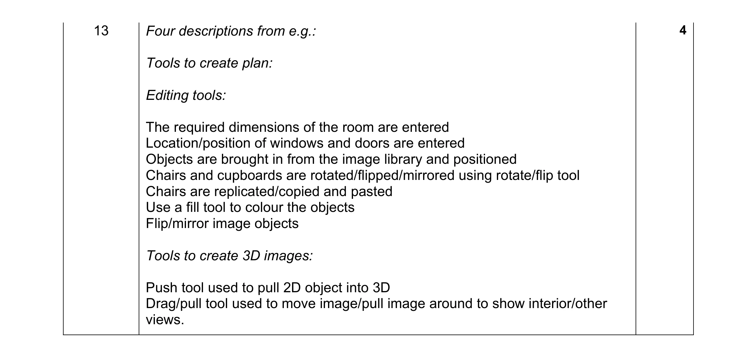 Mark scheme for question 3