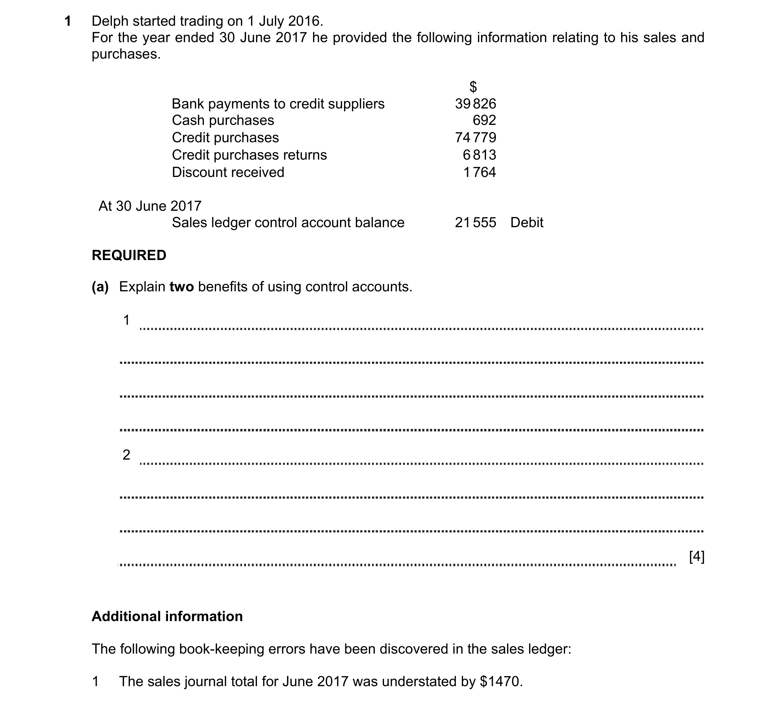 Question 5: Delph started trading on 1 July 2016. For the year ended 30 June 2017 he provided the following information relating to his sales and purch…