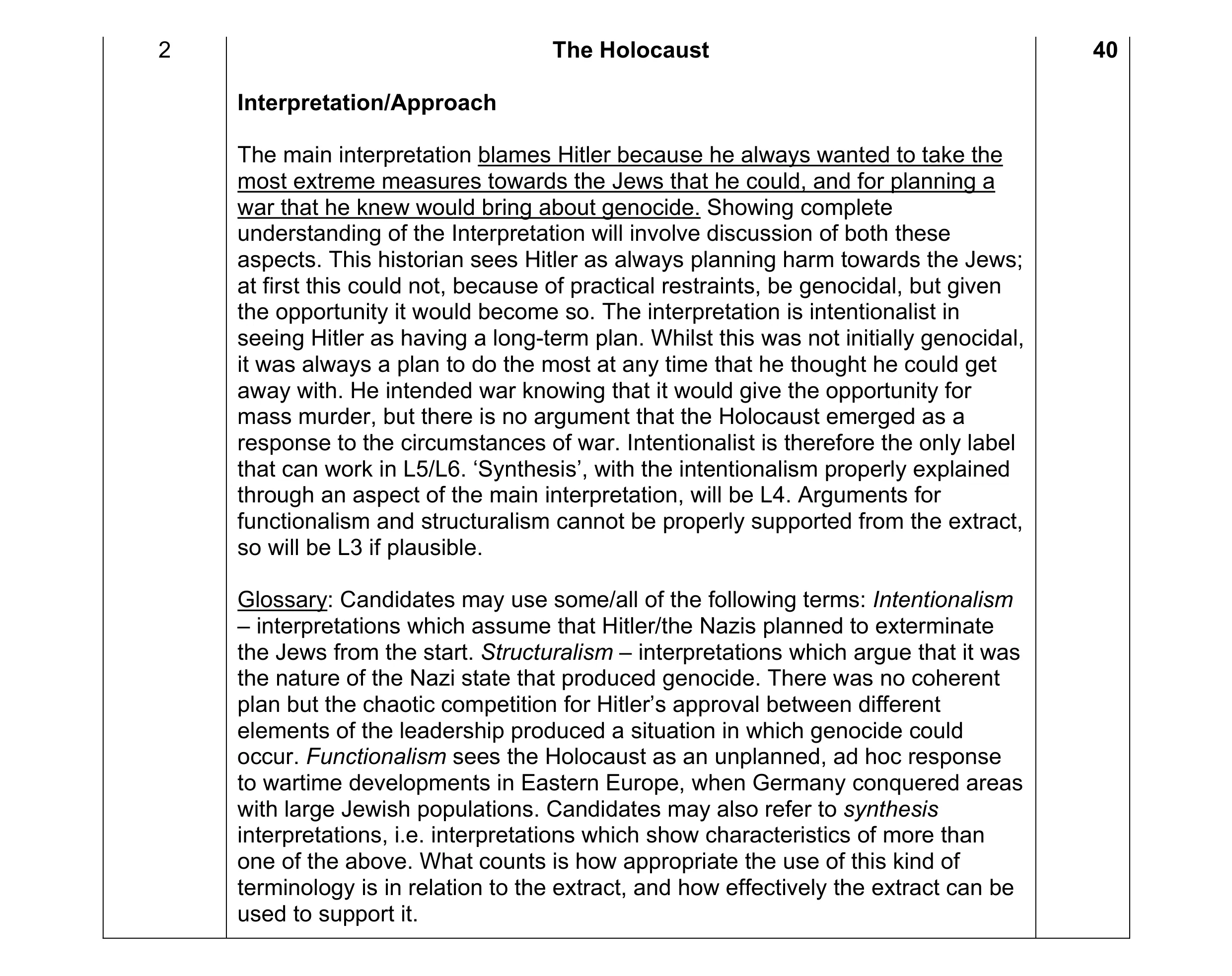 Mark scheme for question 9