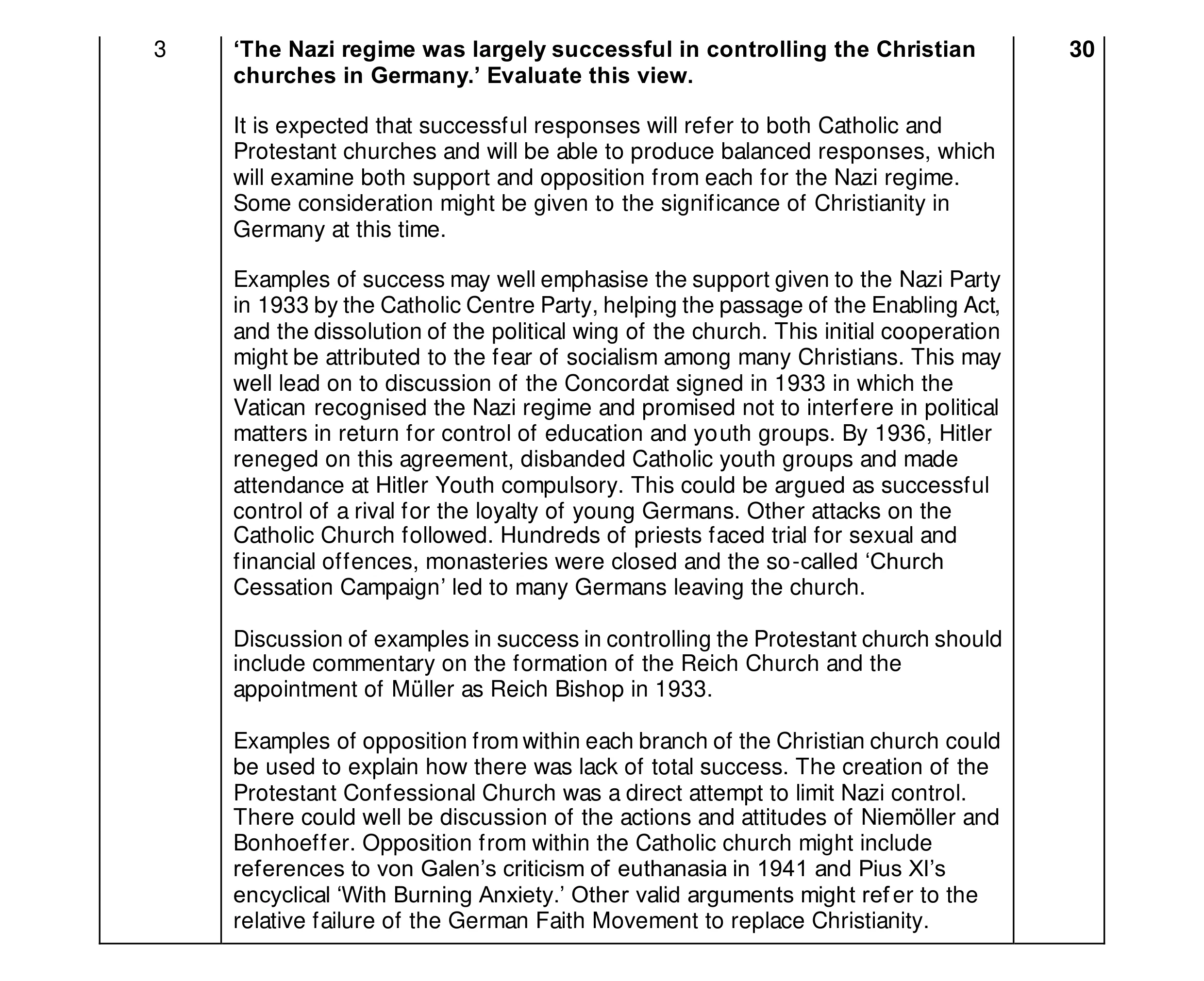 Mark scheme for question 75