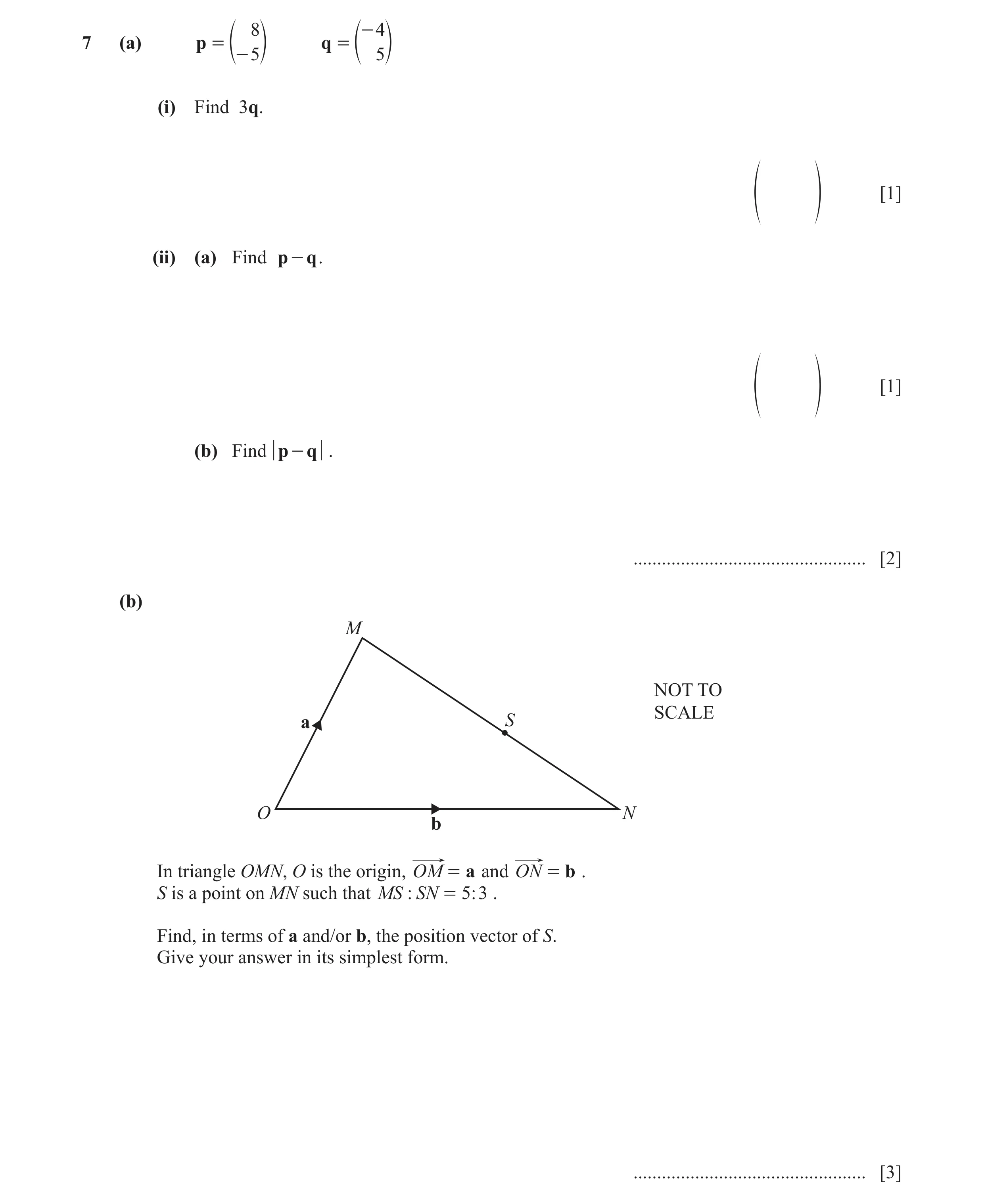Question 13: (a) p = q = - 5 5 (i) Find 3q. [1] f p (ii) (a) Find p - q . [1] f p (b) Find p - q . ................................................. [2]…