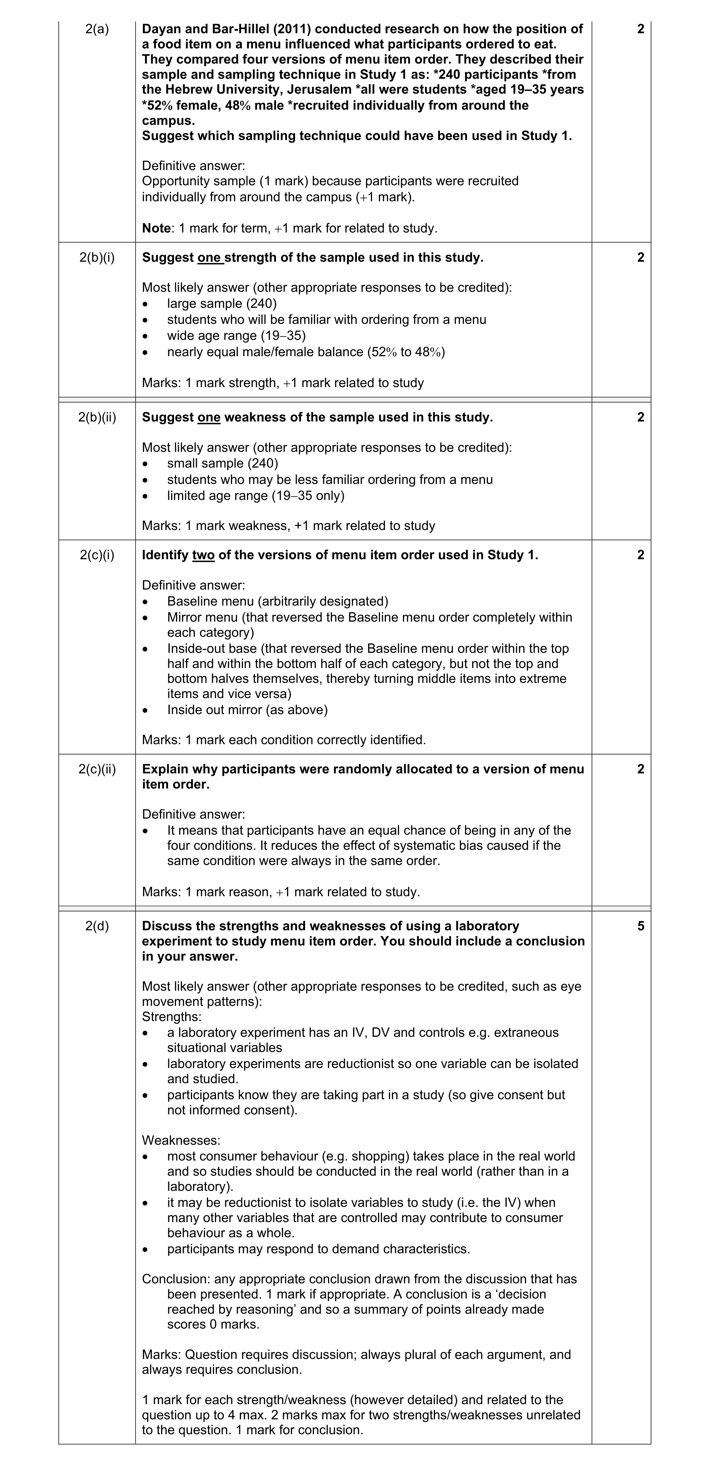 Mark scheme for question 32