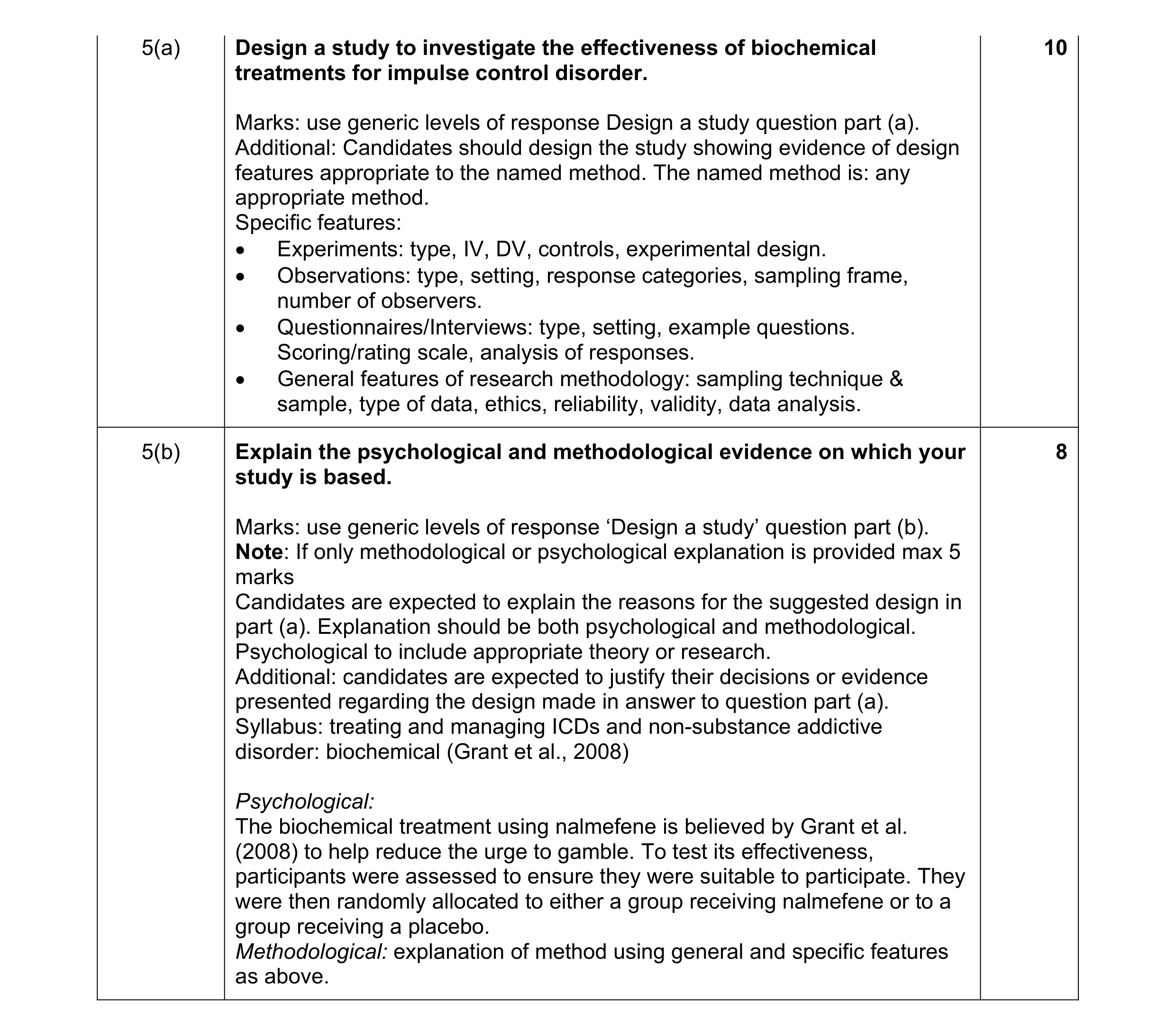 Mark scheme for question 25