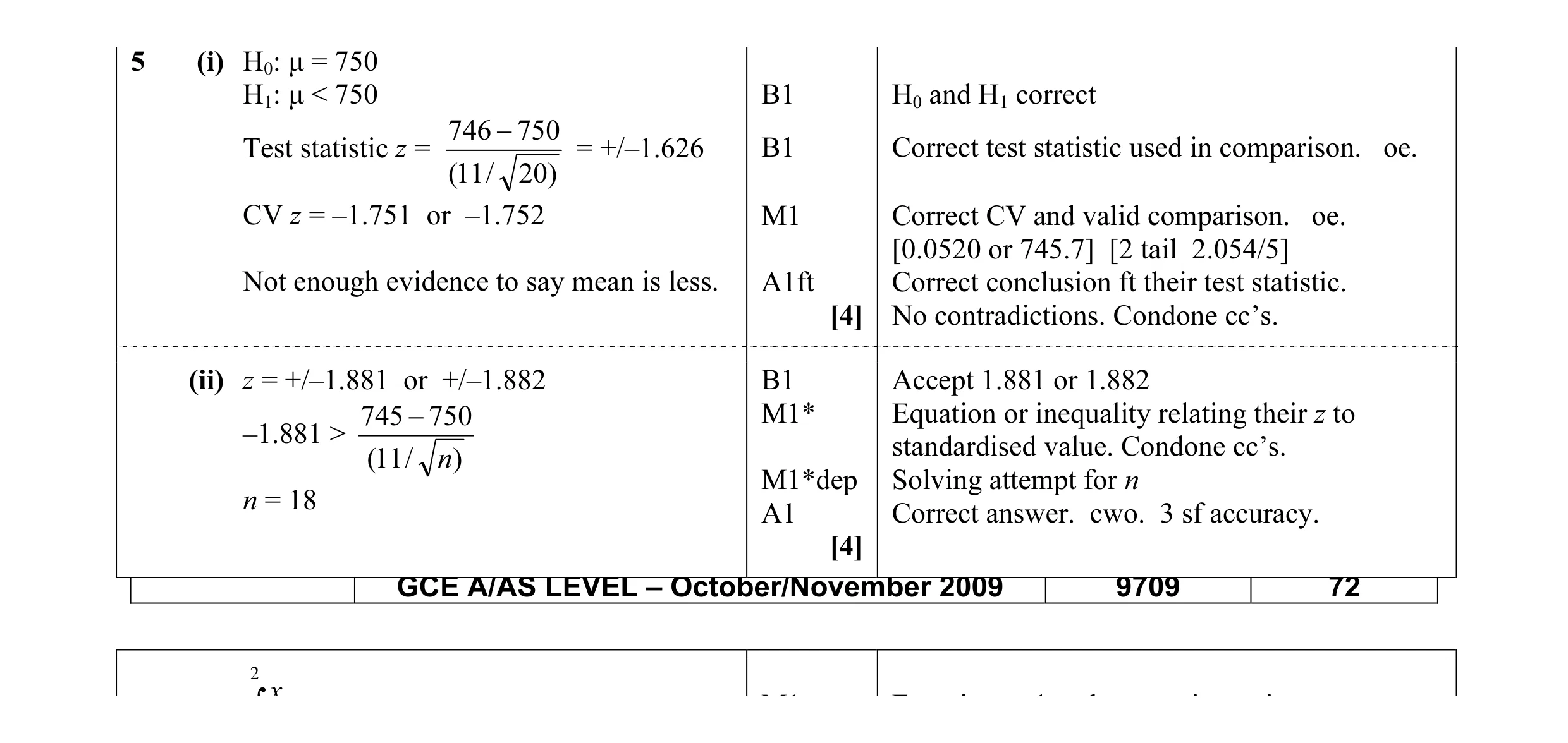 Mark scheme for question 6