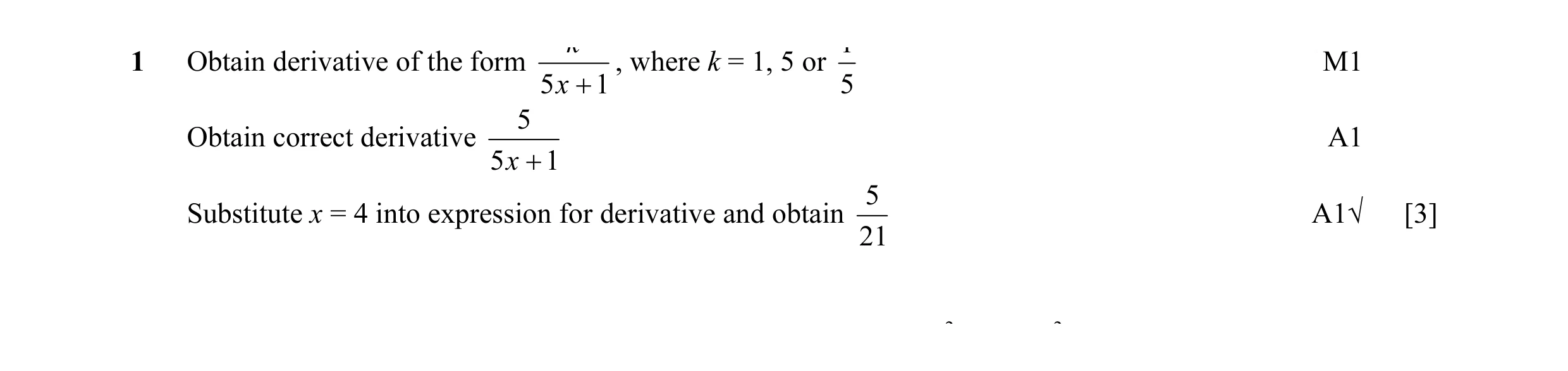 Mark scheme for question 27