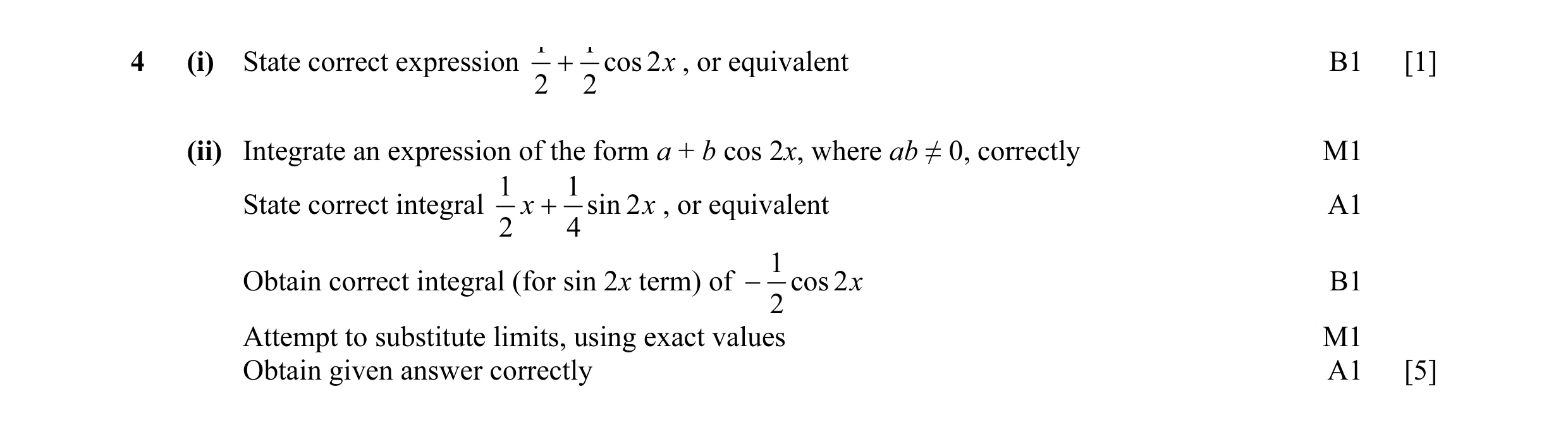 Mark scheme for question 26