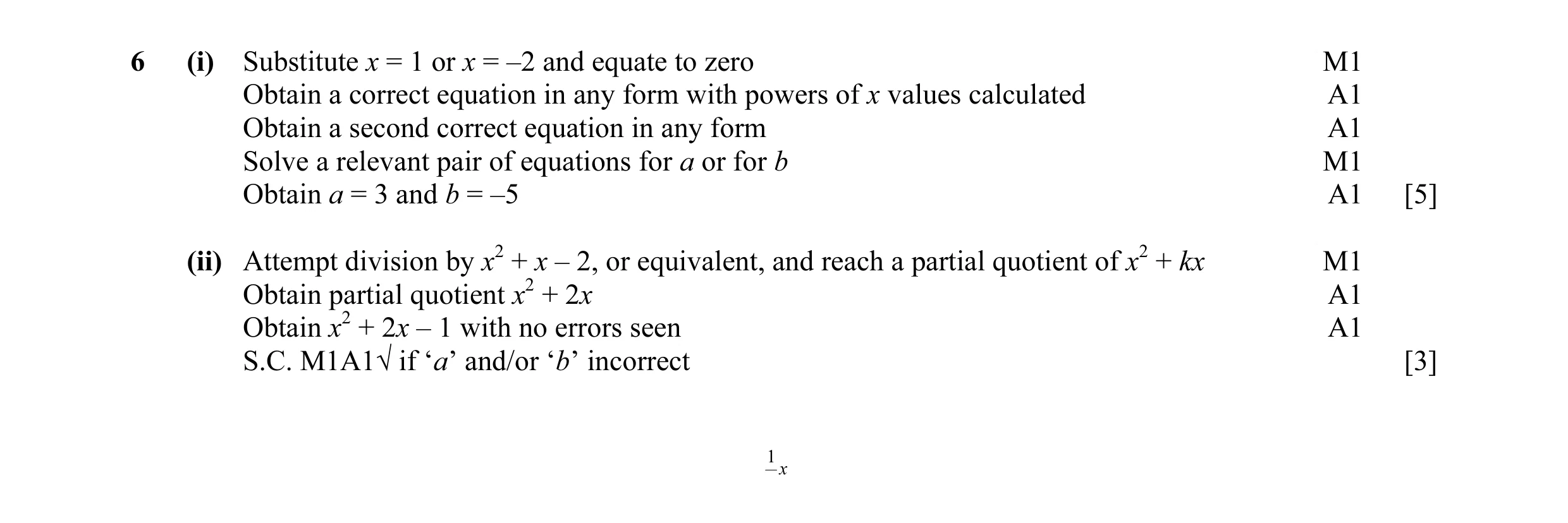 Mark scheme for question 31