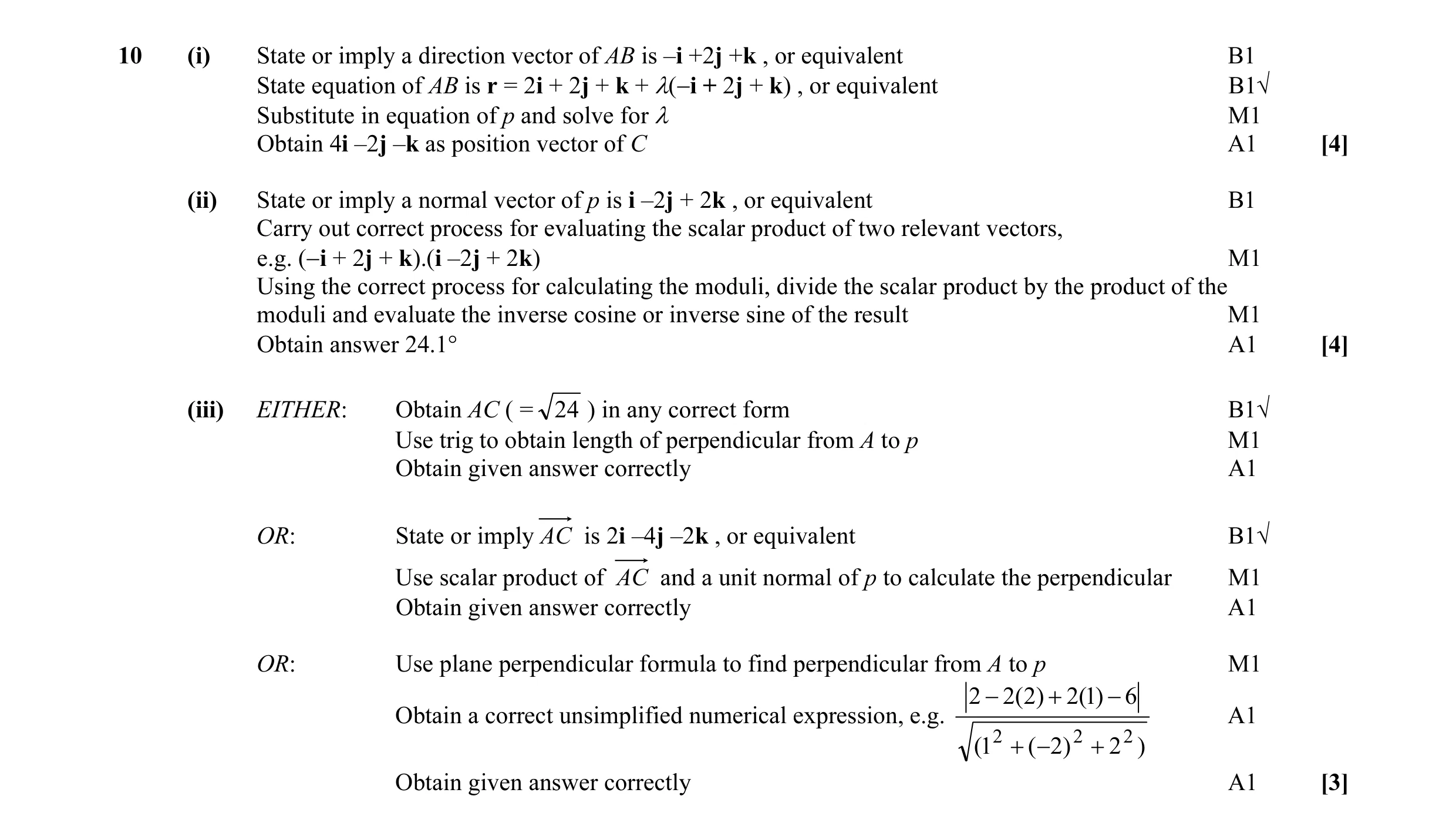 Mark scheme for question 3