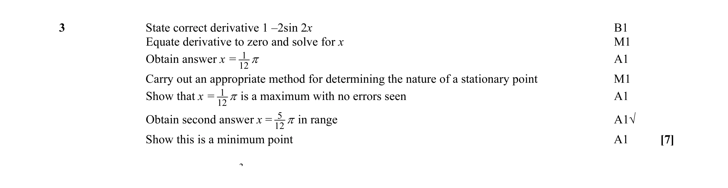 Mark scheme for question 2