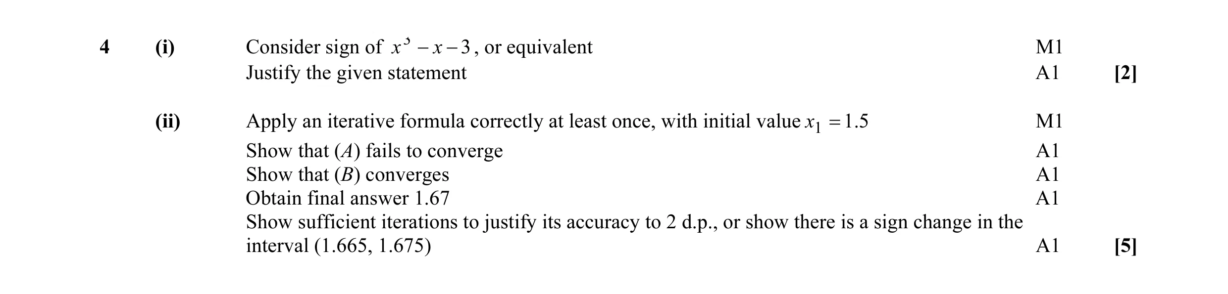 Mark scheme for question 3