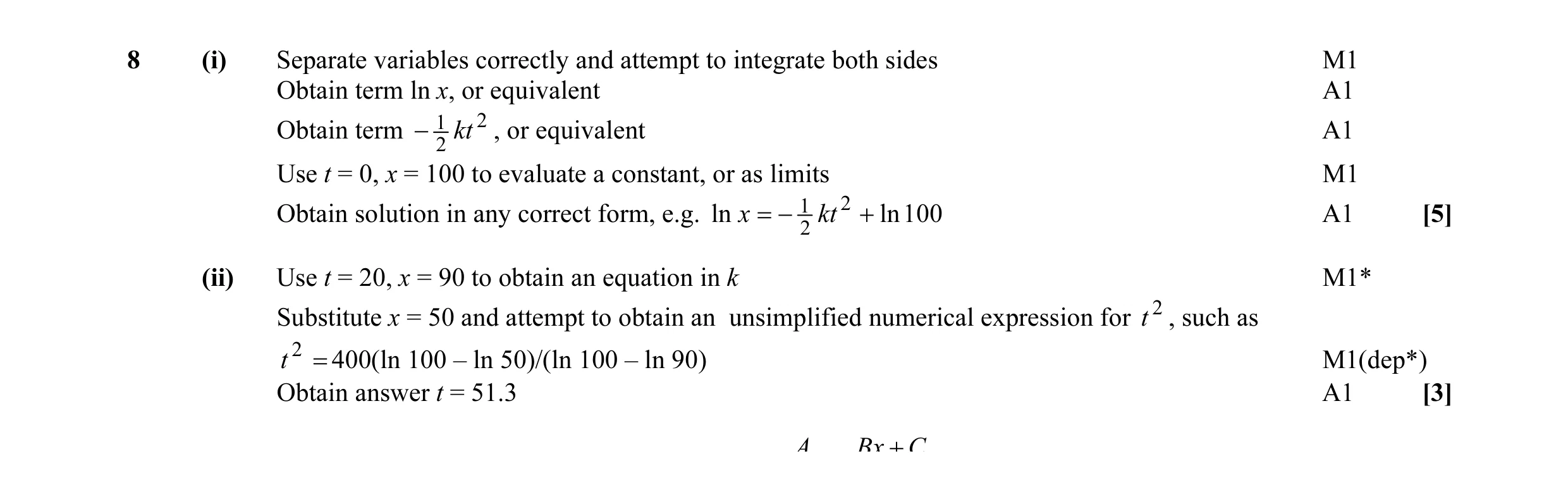 Mark scheme for question 3