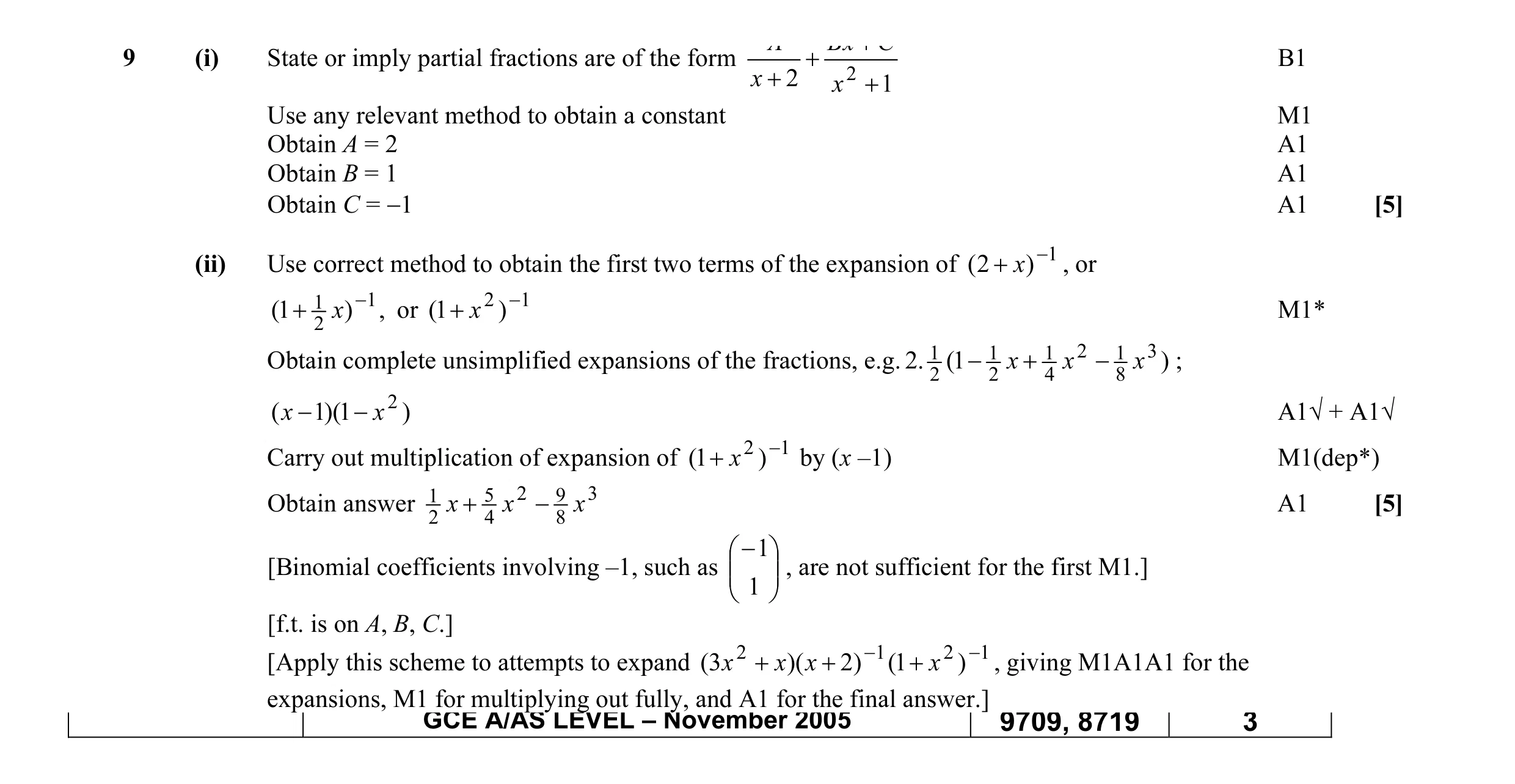 Mark scheme for question 2